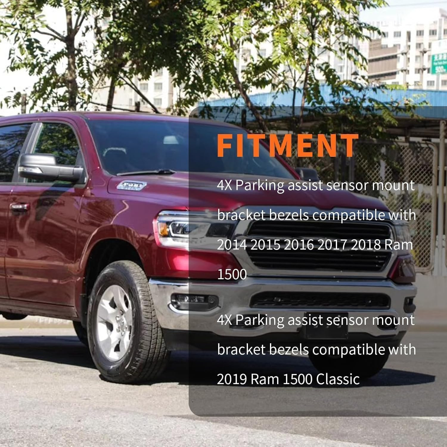 4X Parking Assist Sensor Mount Bracket Bezels Compatible with 2014-2018 Ram…