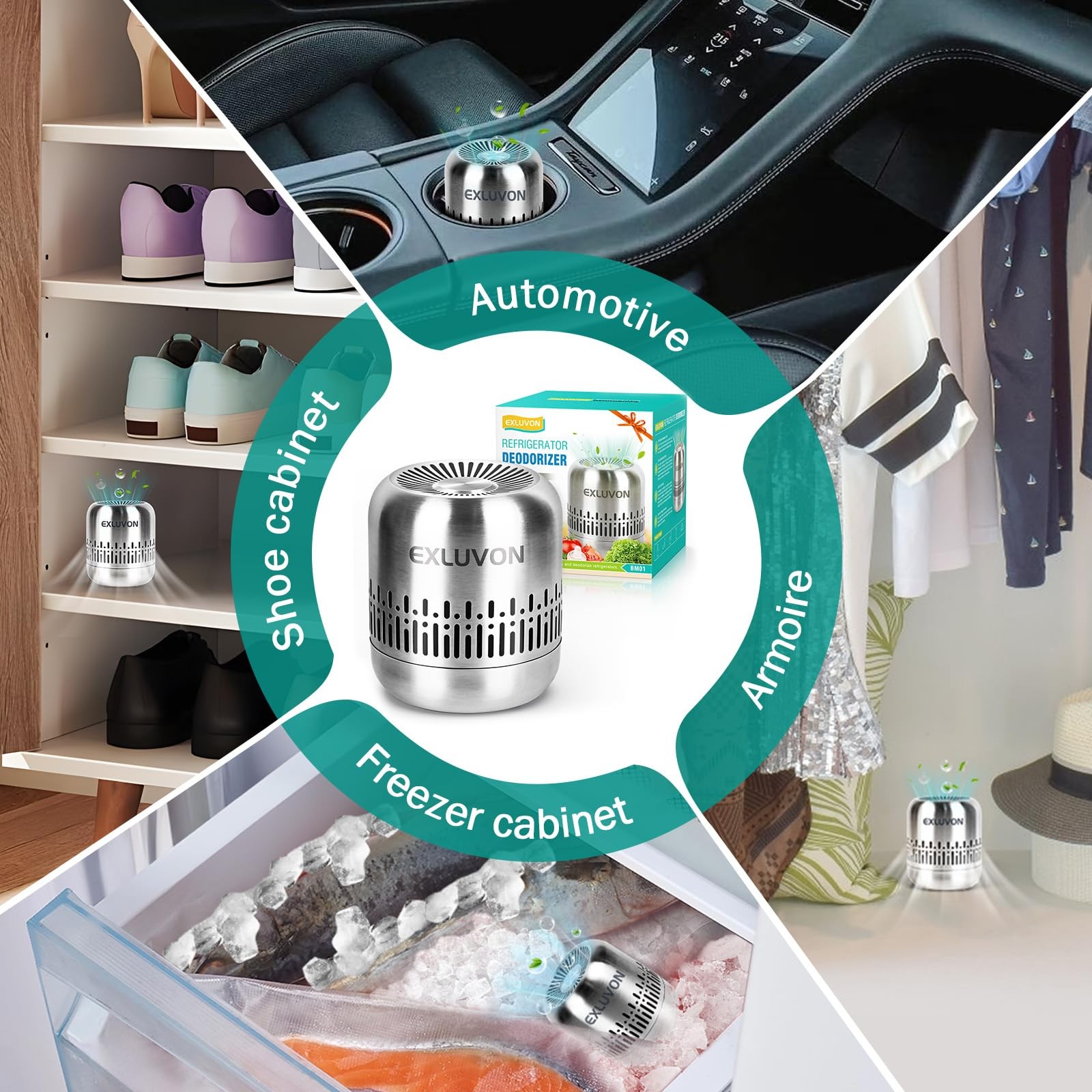 Exluvon Refrigerator Deodorizer,Lasts for 10 Years Fridge Deodorizer Kitchen Gad