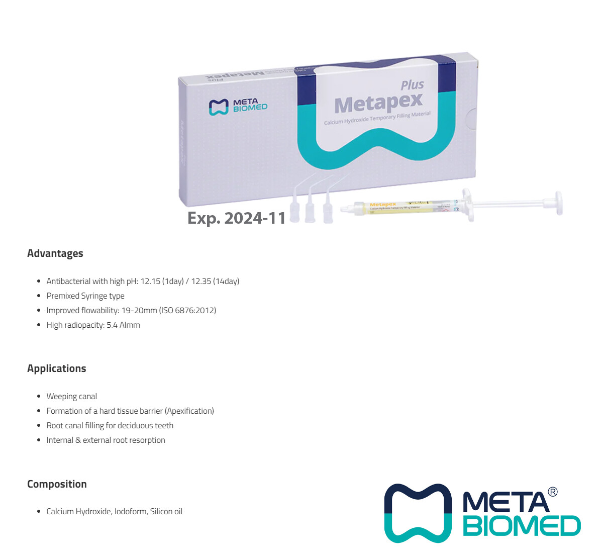1x Calcium Hydroxide Temporary Filling Material – Metapex Plus Exp. 02-2026