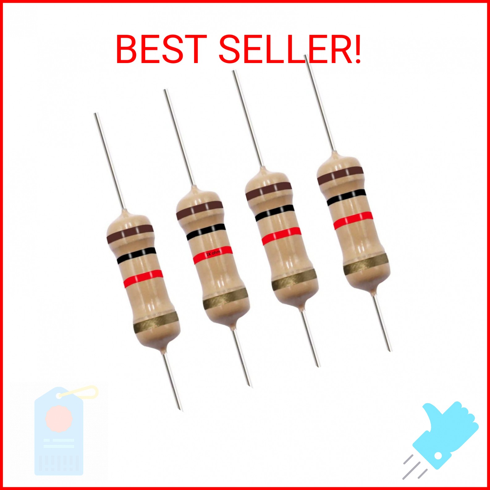 California JOS 1K Ohm Carbon Film Single Fixed Resistor 1/4 W (0.25 Watts) 5% To