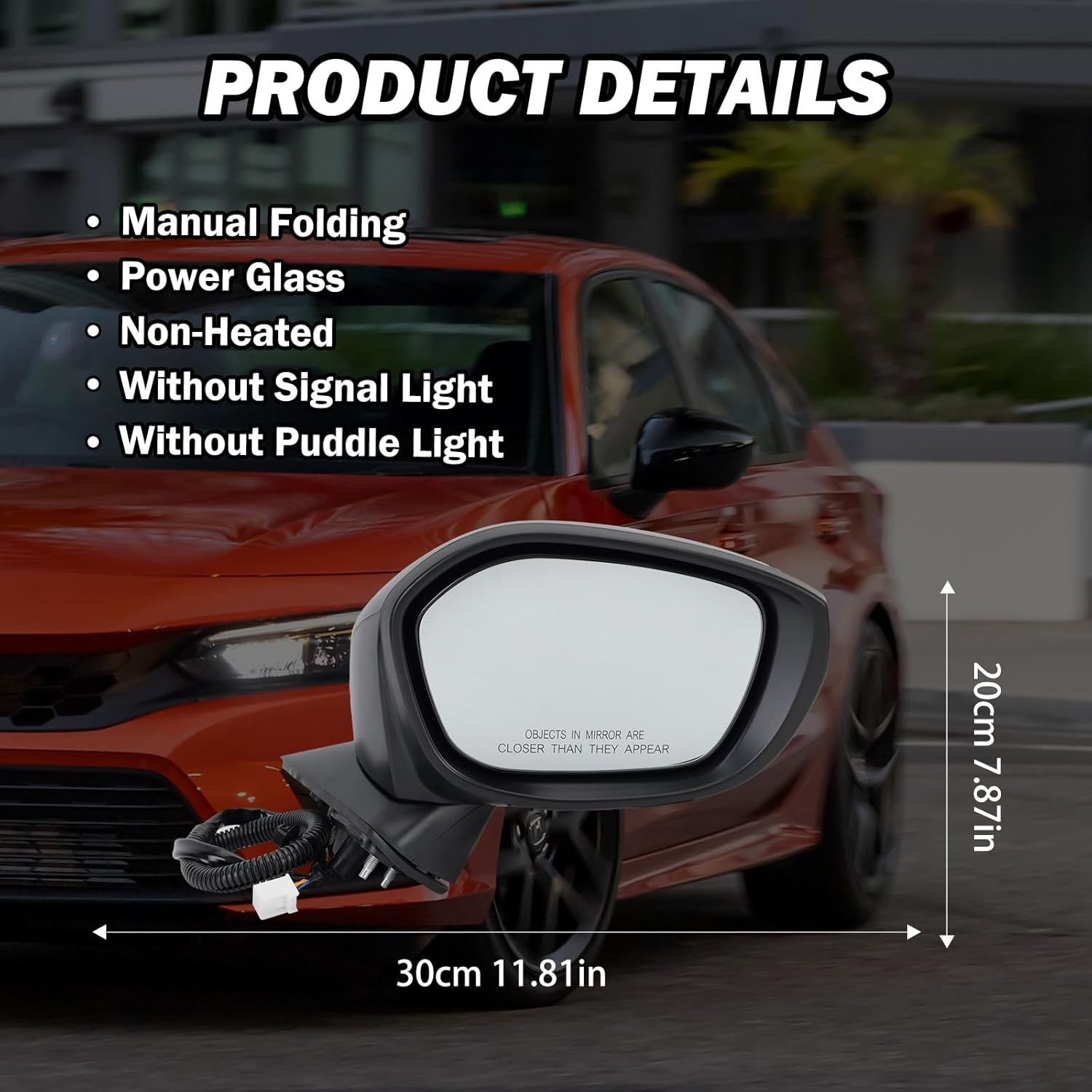 For Honda Civic 2022-2025 Right Passenger Side Mirror Power Heated Signal BSM