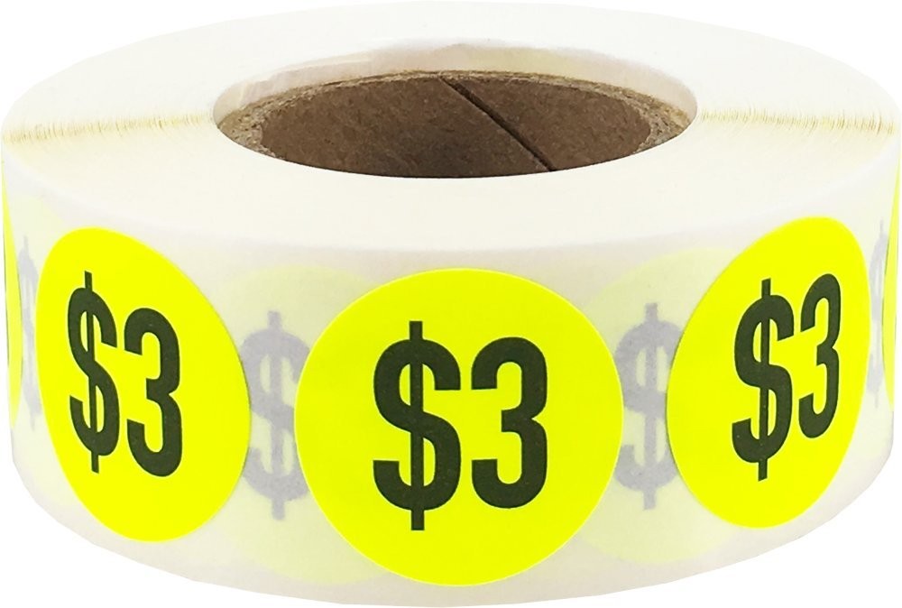 Instocklabels.Com 3 Stickers Fluorescent Yellow .75 Inch Round Circle Dots 500