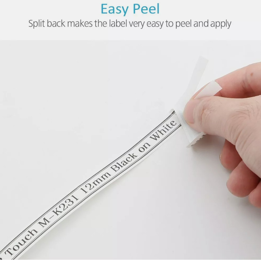 4pk Label Maker Tape 12mm 0.47 Compatible w/ Brother M-K231s P-Touch BLACK WHITE