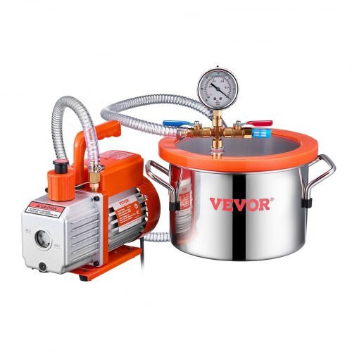 1.5 Gallon Vacuum Chamber and 3.5 CFM Pump Kit, Stainless Steel Chamber, Single