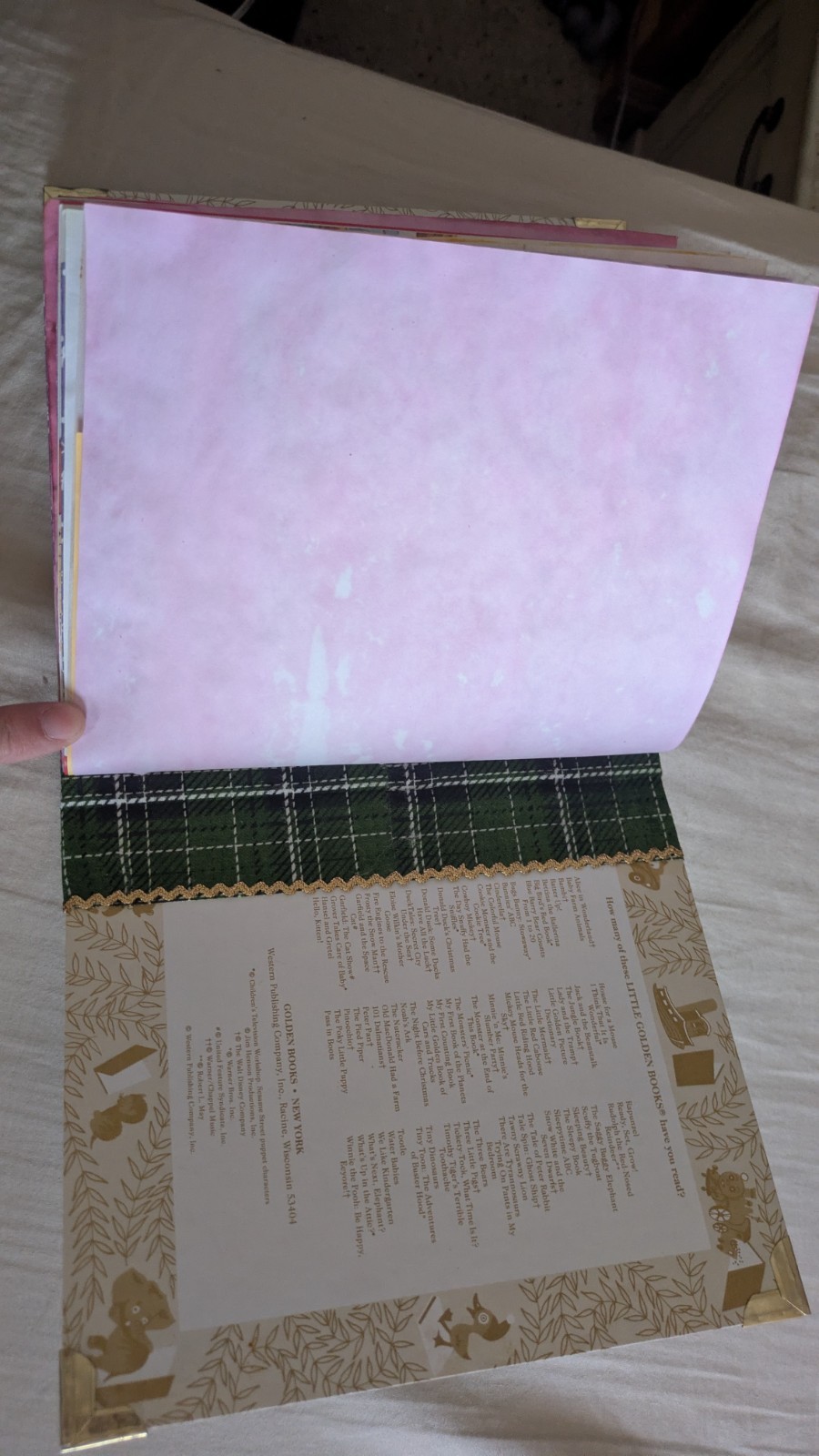 Christmas Junk Journal, story intact, pink and yellow, upcycled,