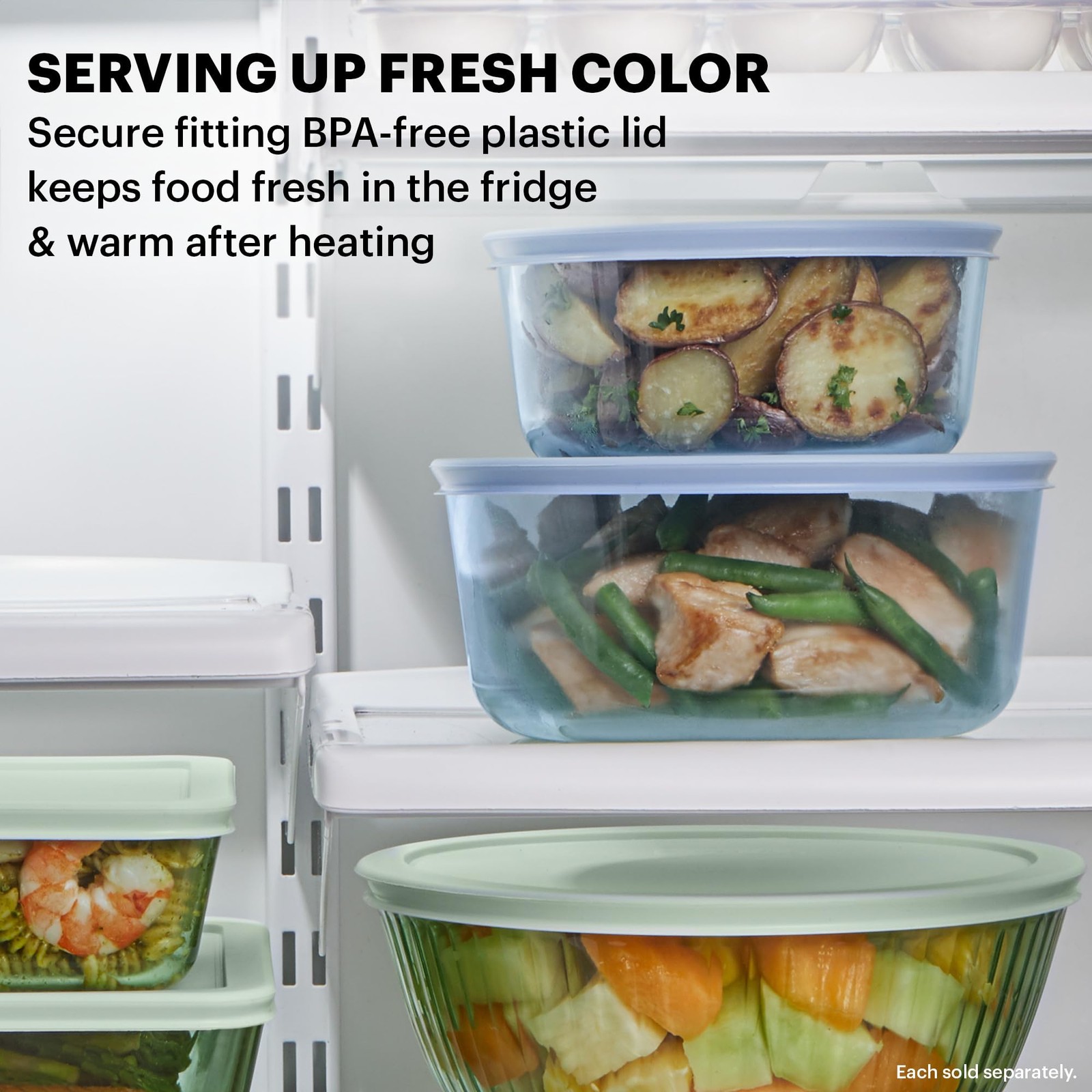 Pyrex Colors Tinted 6-Pc Medium Small/Medium Round Food Storage Container Set