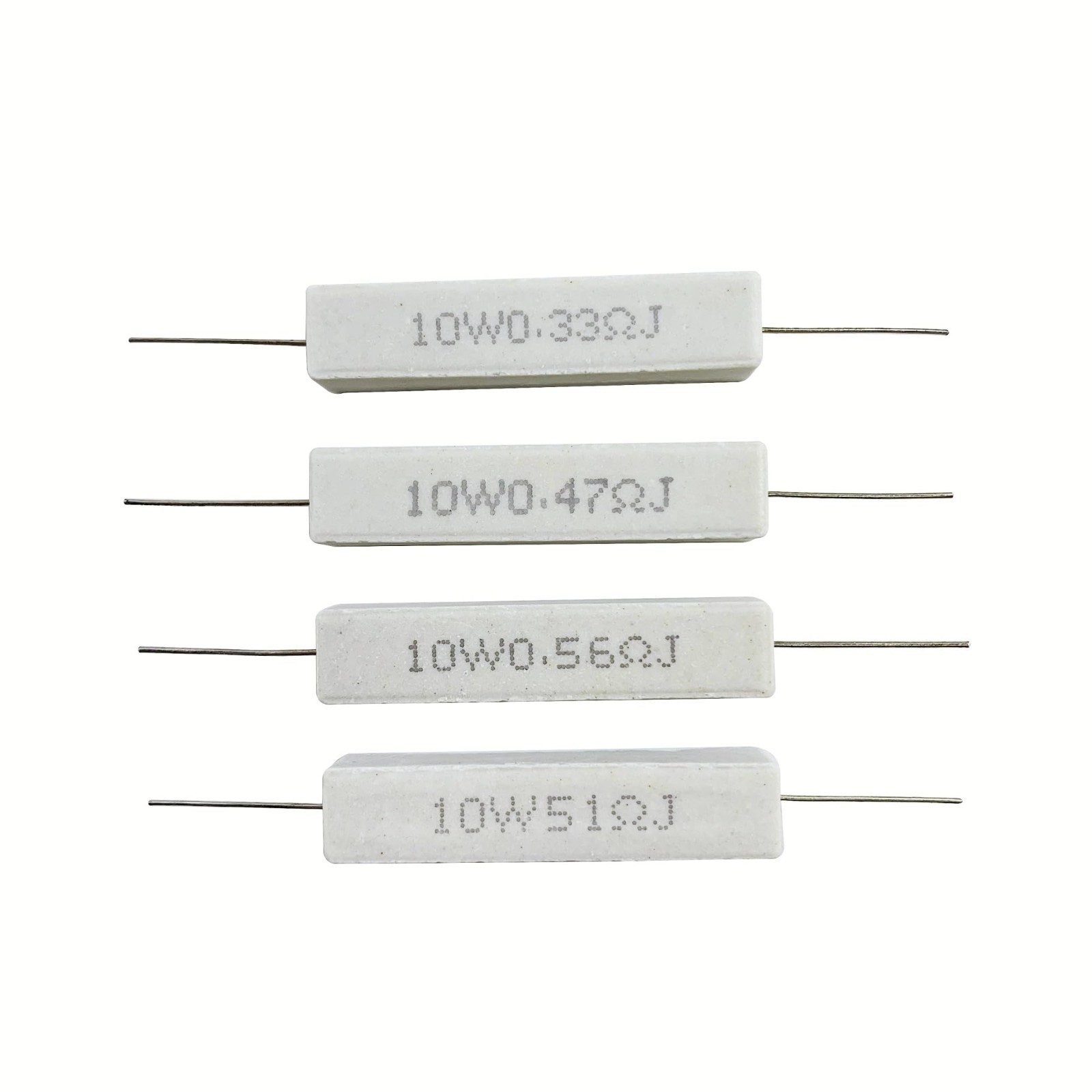 25 Values 50 Pieces Ceramic Cement Resistor Kit 10W ±5% Power Resistors 0.05-100