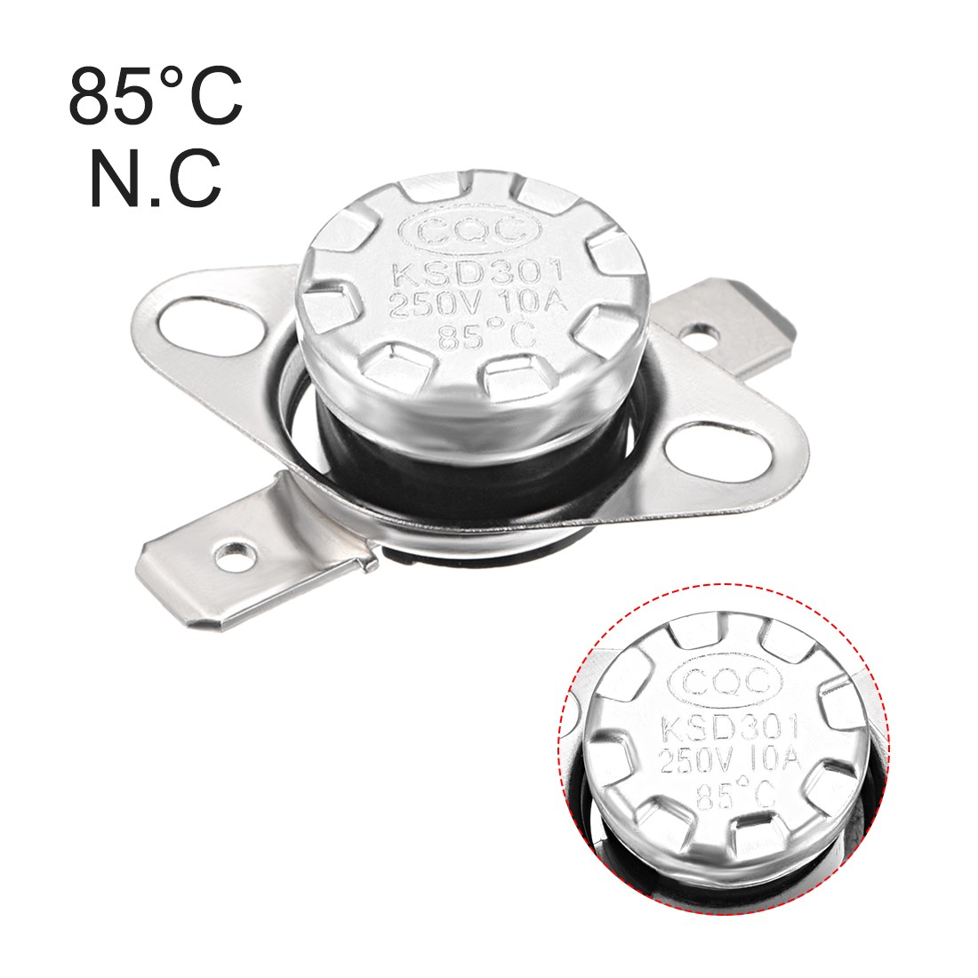 5pcs Thermostat 85°C/185°F 10A Closed N.C Adjust Snap Disc Temperature Switch