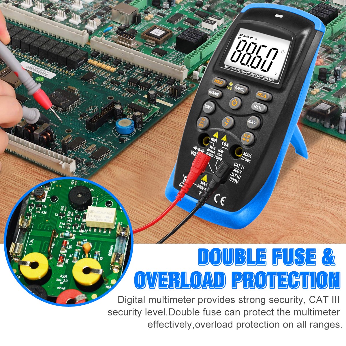 HoldPeak Auto-ranging Digital Multimeter True RMS NCV Voltage Capacitance Tester