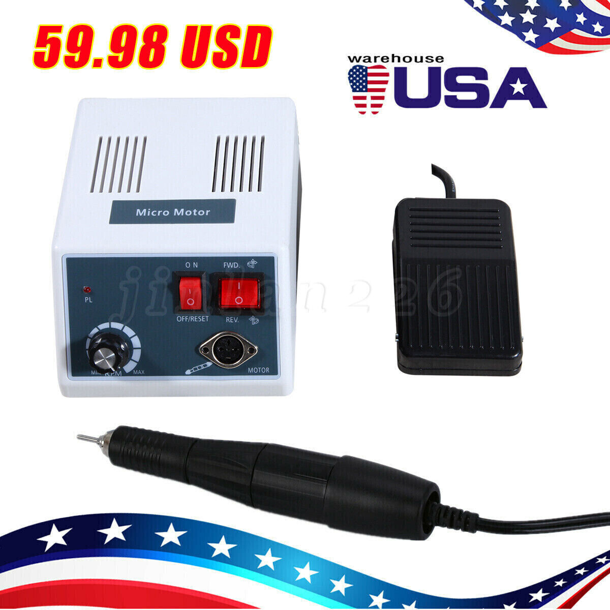 Dental Lab Electric Micromotor Polisher Unit with Micro Motor Handpiece 35K RPM