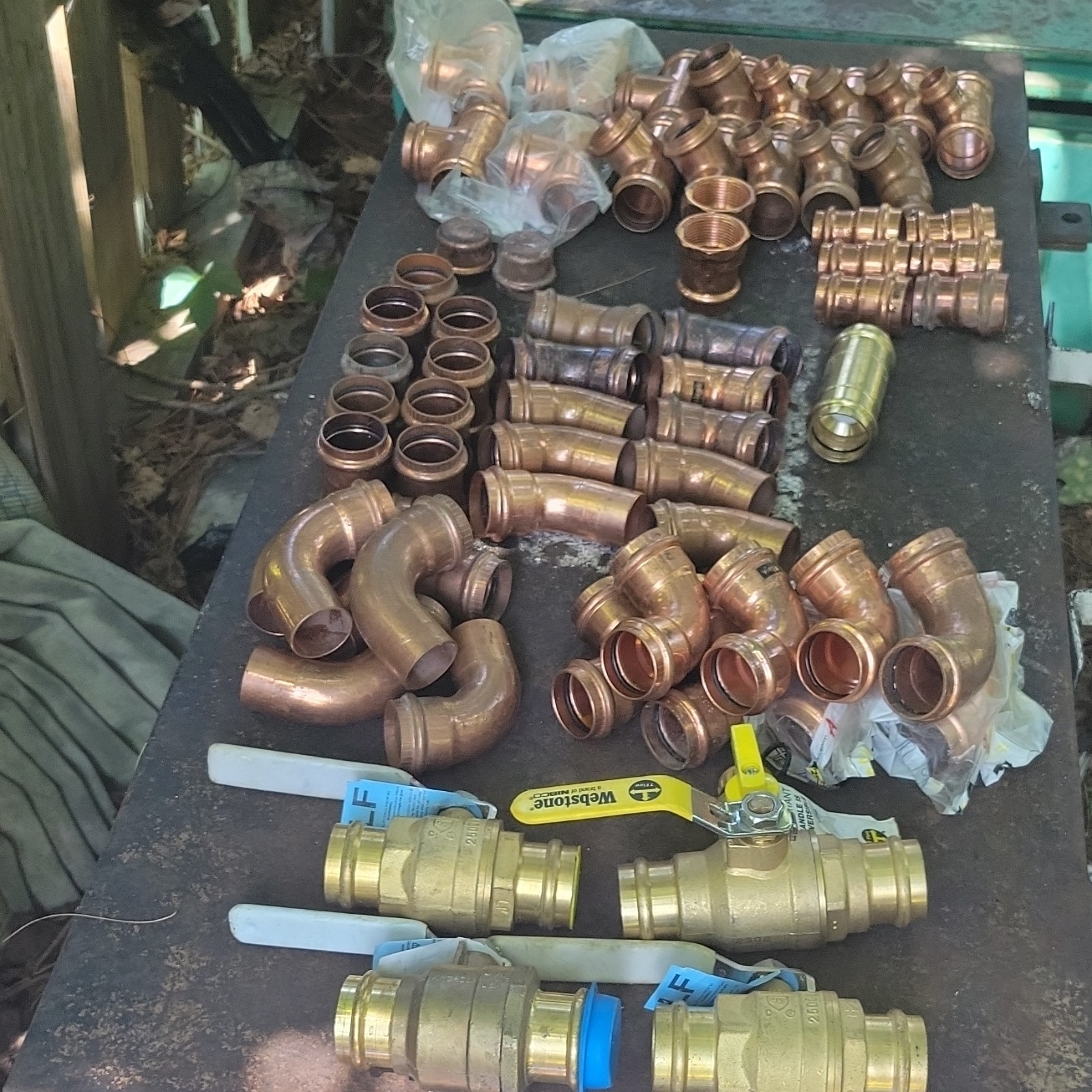 Copper Propress 1 1/4″ Inch Lot Of Fittings Tees 90s Adapter coupling Valve READ