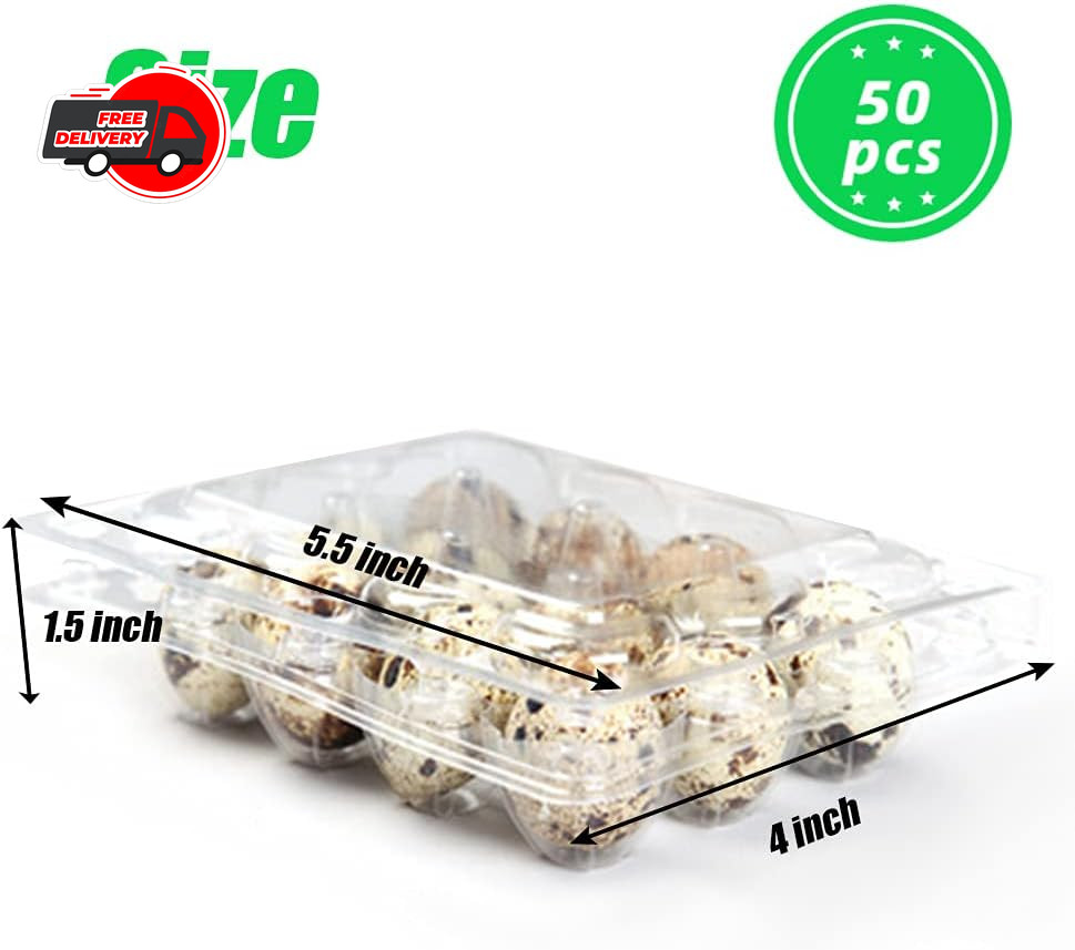 50 Pcs Quail Egg Cartons,12 Grids Small Egg Storage Holders,Quail Eggs Bulk Cart