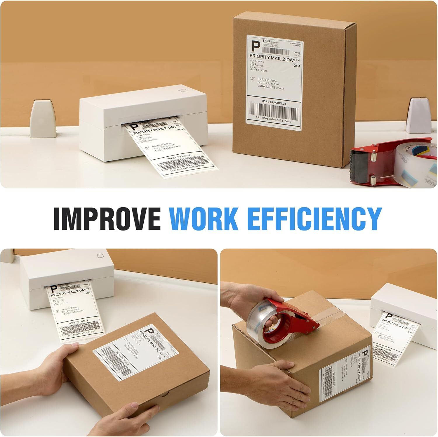 4″x6″ Direct Thermal Shipping Labels 500/Roll For Zebra Eltron Thermal Printers