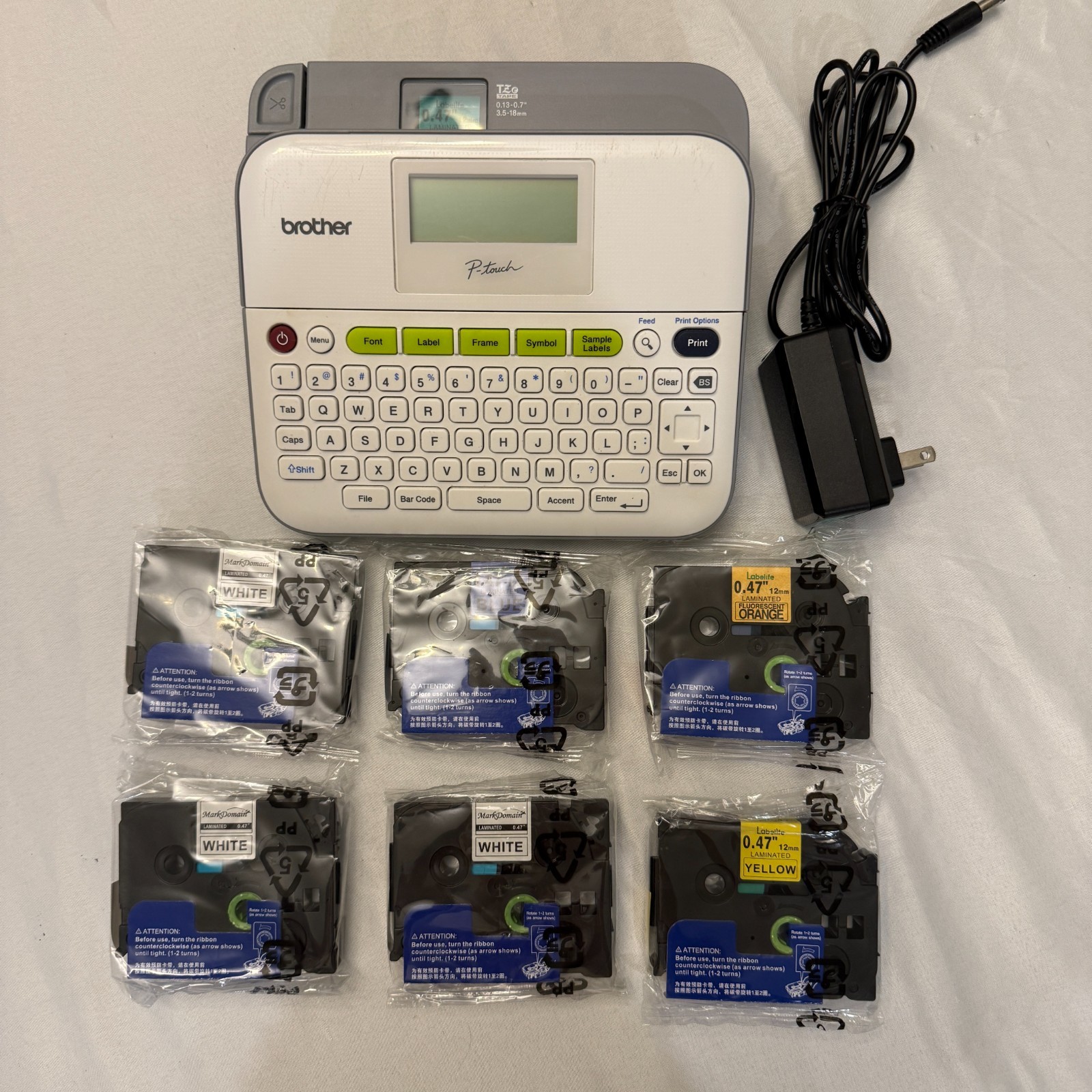 Brother® P-Touch® D410 Label Maker Label tape 12mm .47″ Multiple Colors (A8-17)