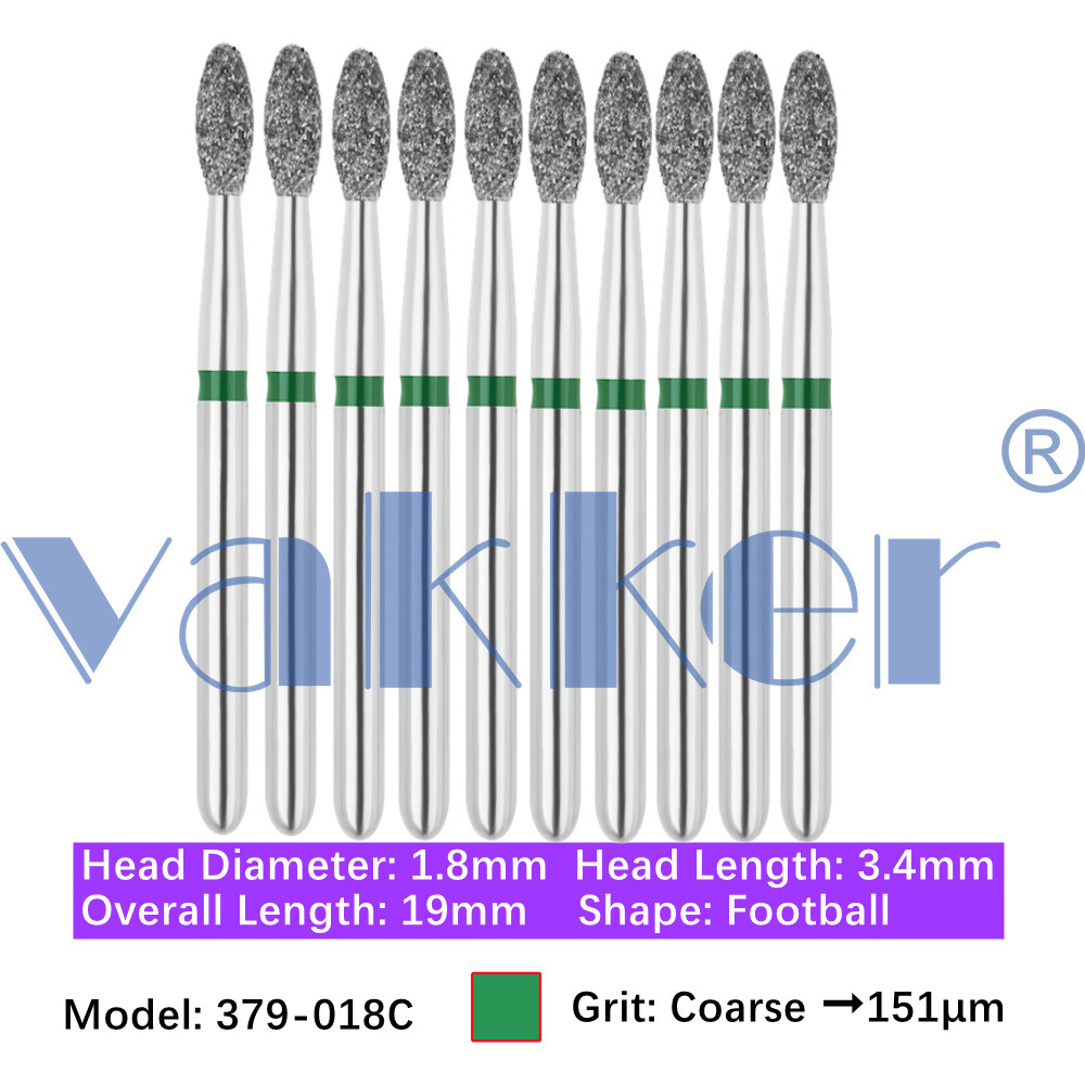 Vakker 10pc Dental Diamond Burs FG Friction Grip Coarse Super Coarse Grit Bur