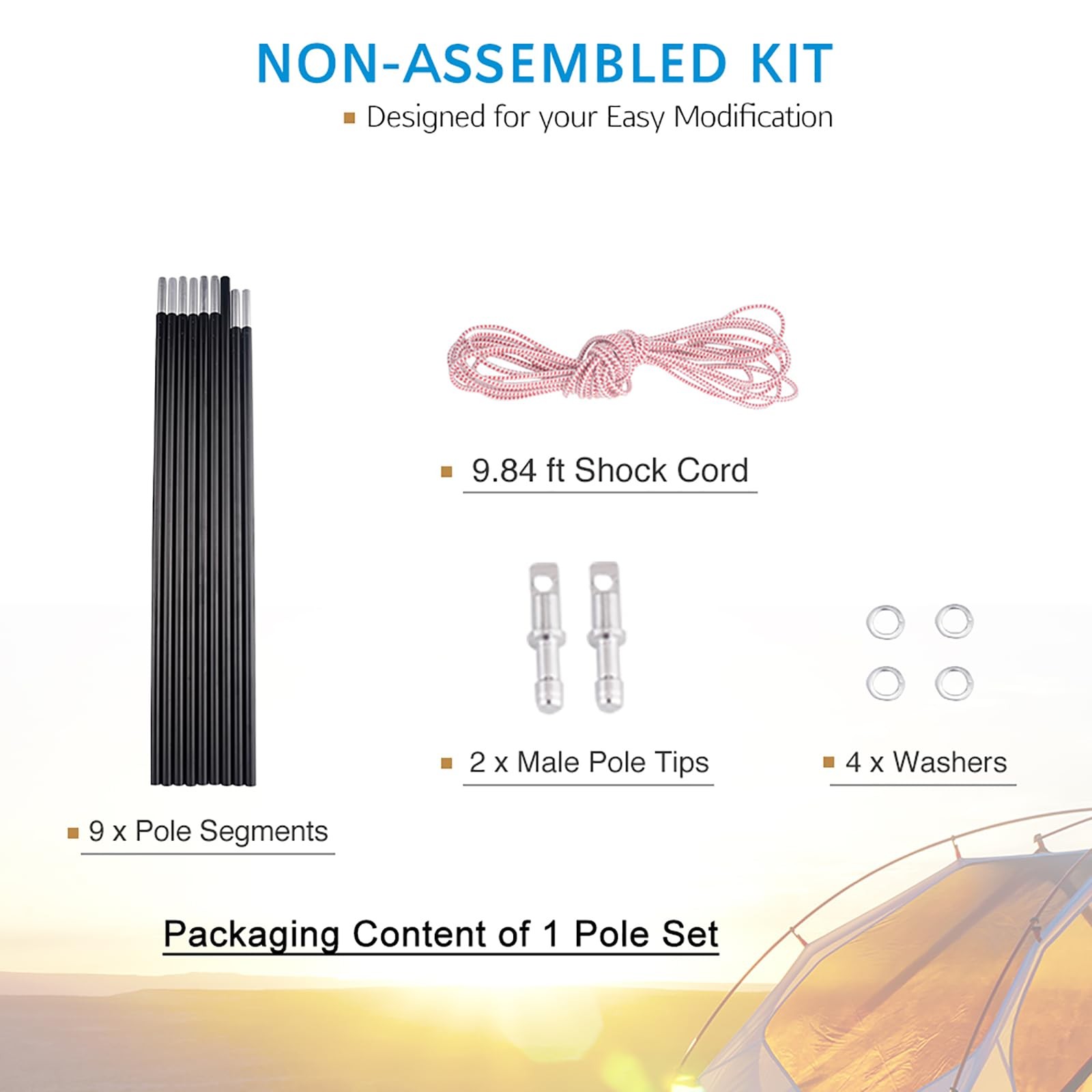 Aluminum Tent Poles Replacement 7001 Alloy T6 Heated Repair Kit Camping Gear