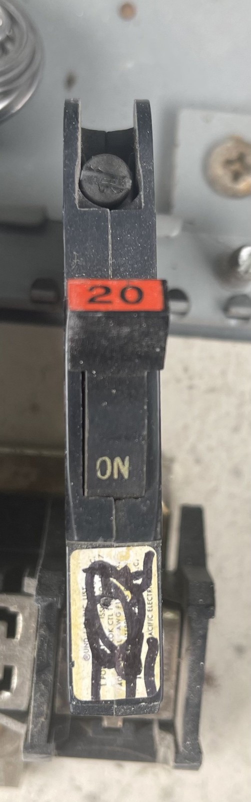 NC120 FPE 20 Amp 1 Pole Stab-Lok «Thin» Federal Pacific Breakers NC20 RED