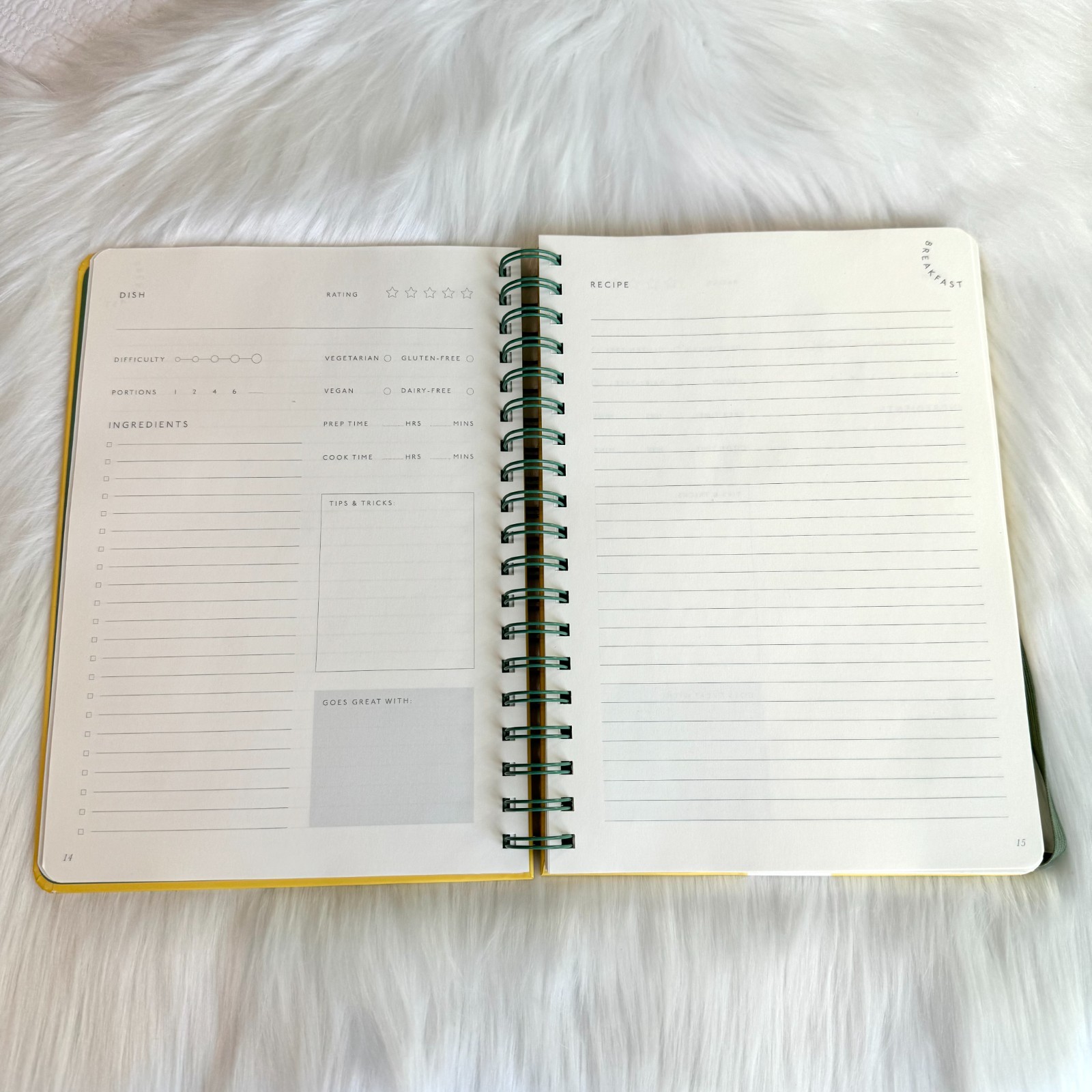 NEW Papier Yellow Recipe Journal Oranges Design Spiral Bound Notebook