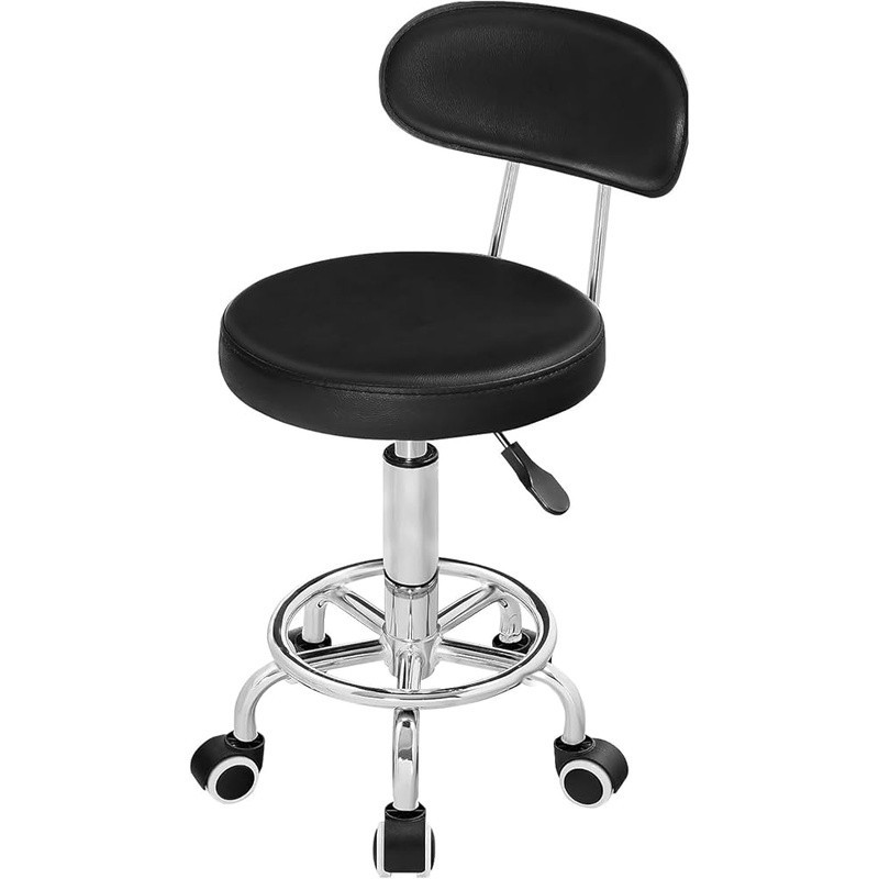 Height Adjustable Drafting Chair Rolling Stool Ergonomic 360° Rotation PU Seat