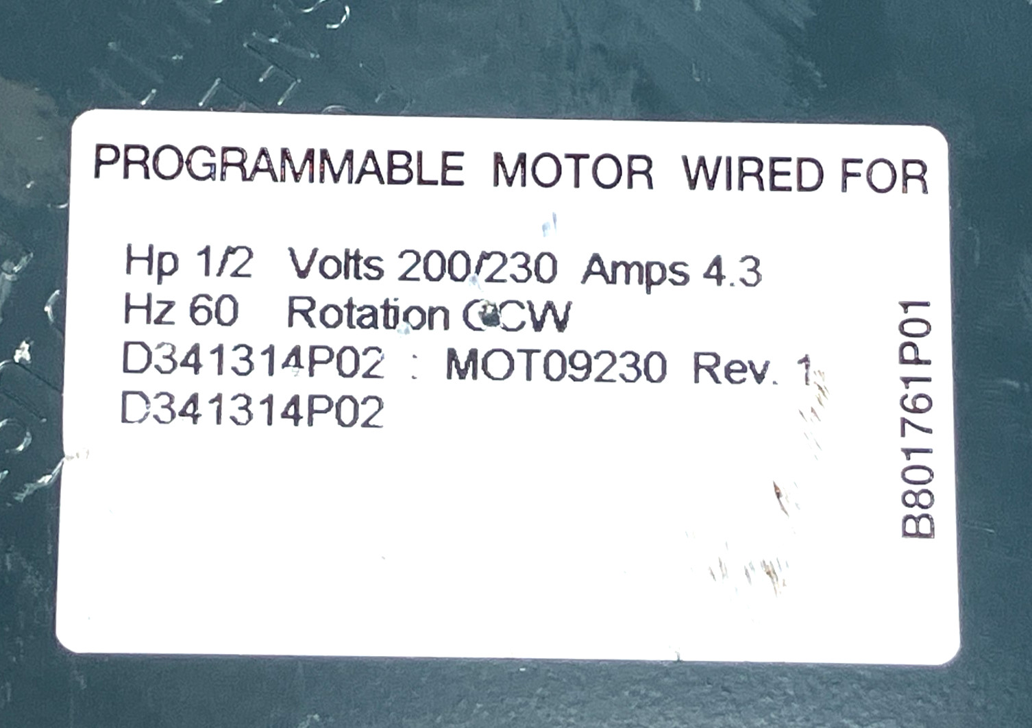 GE ECM2.3 CN03 Wired for D341314P02 MOT09230 1/2HP 200/230V CCWLE used #J303