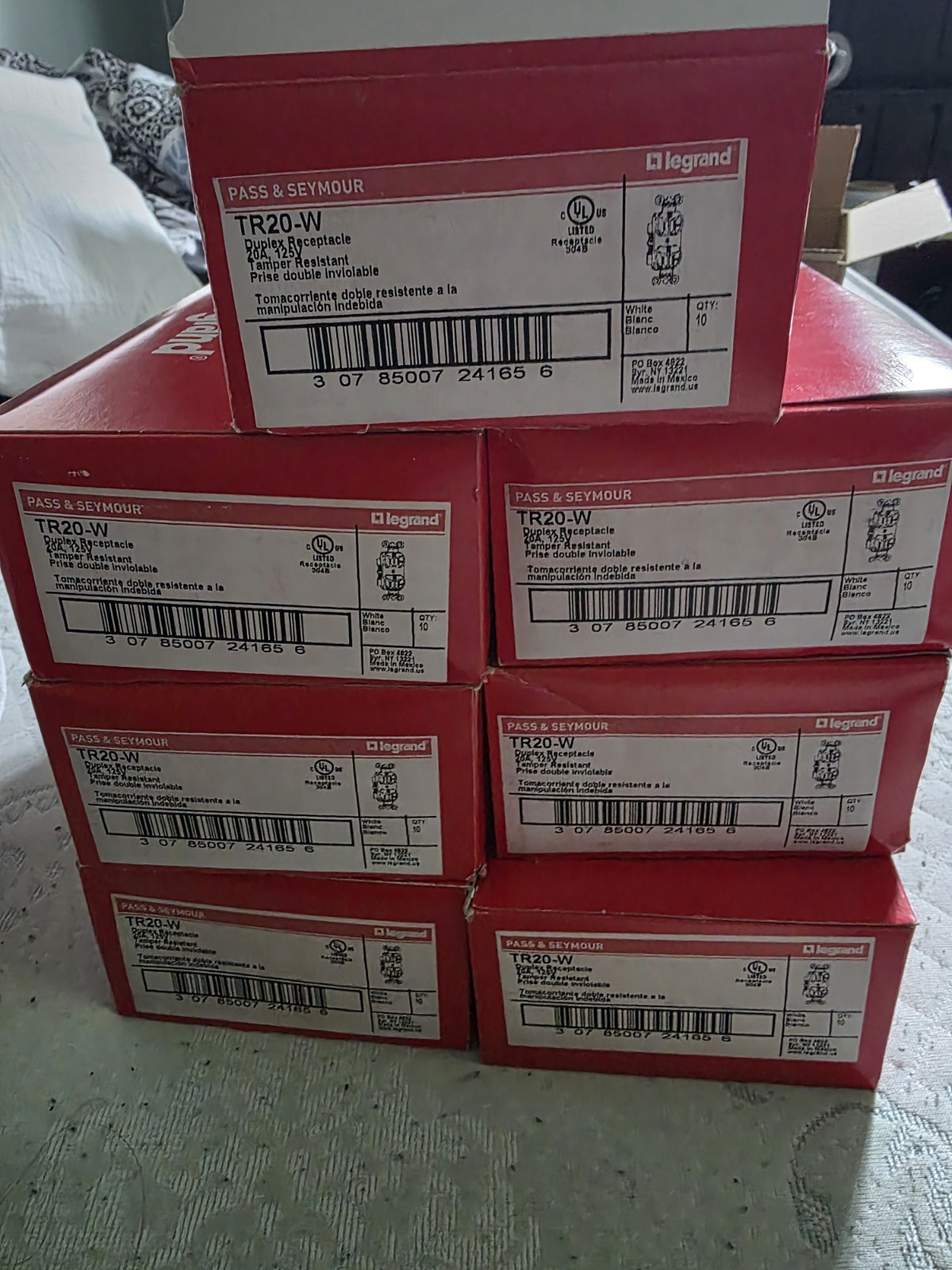 Legrand TR20-W Duplex Receptacle 20A 125V Tamper Resistent BOX OF 10 [ 7 Boxes ]