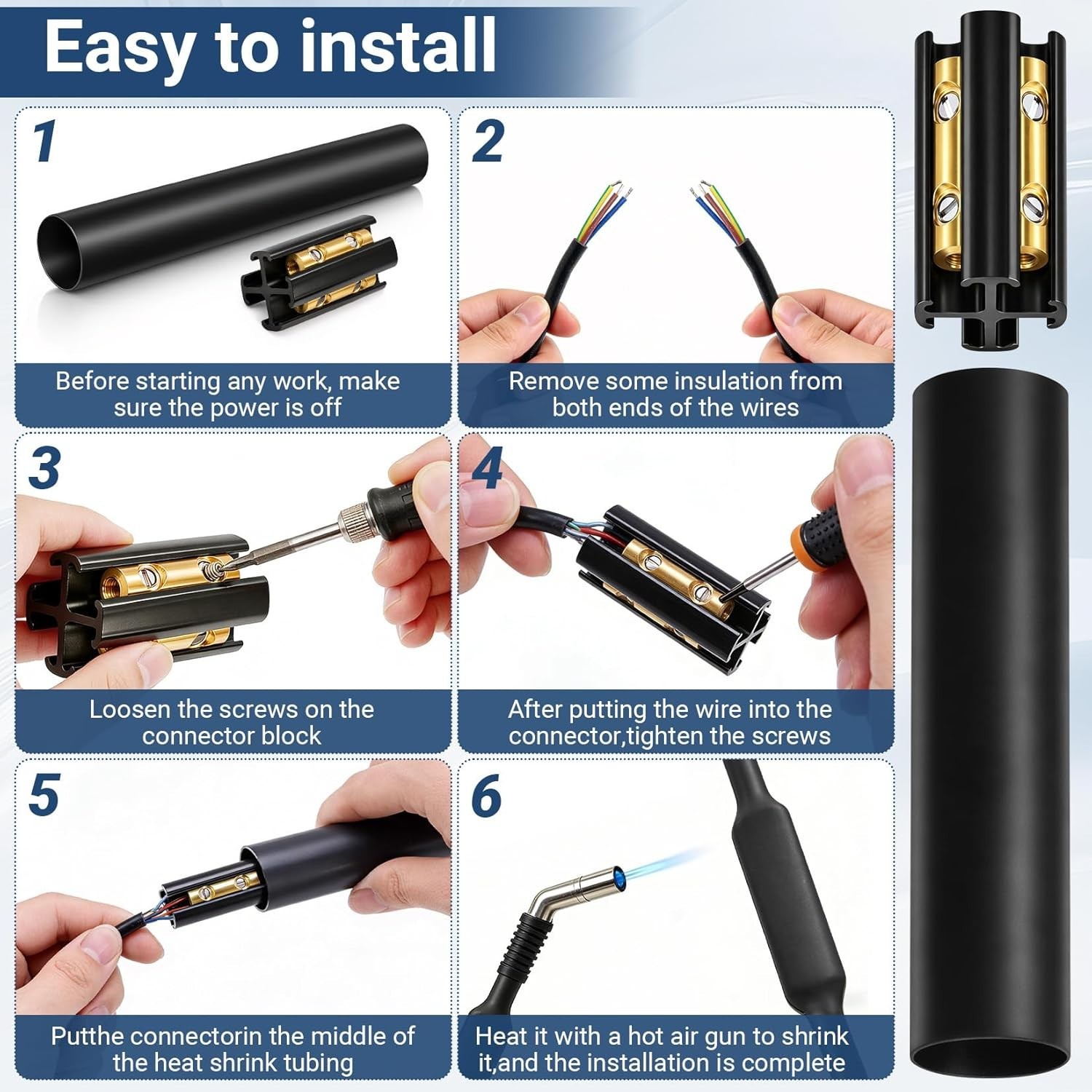2 Sets Underground Wire Splice Kit with Connectors & Shrink Tube for UF Cables