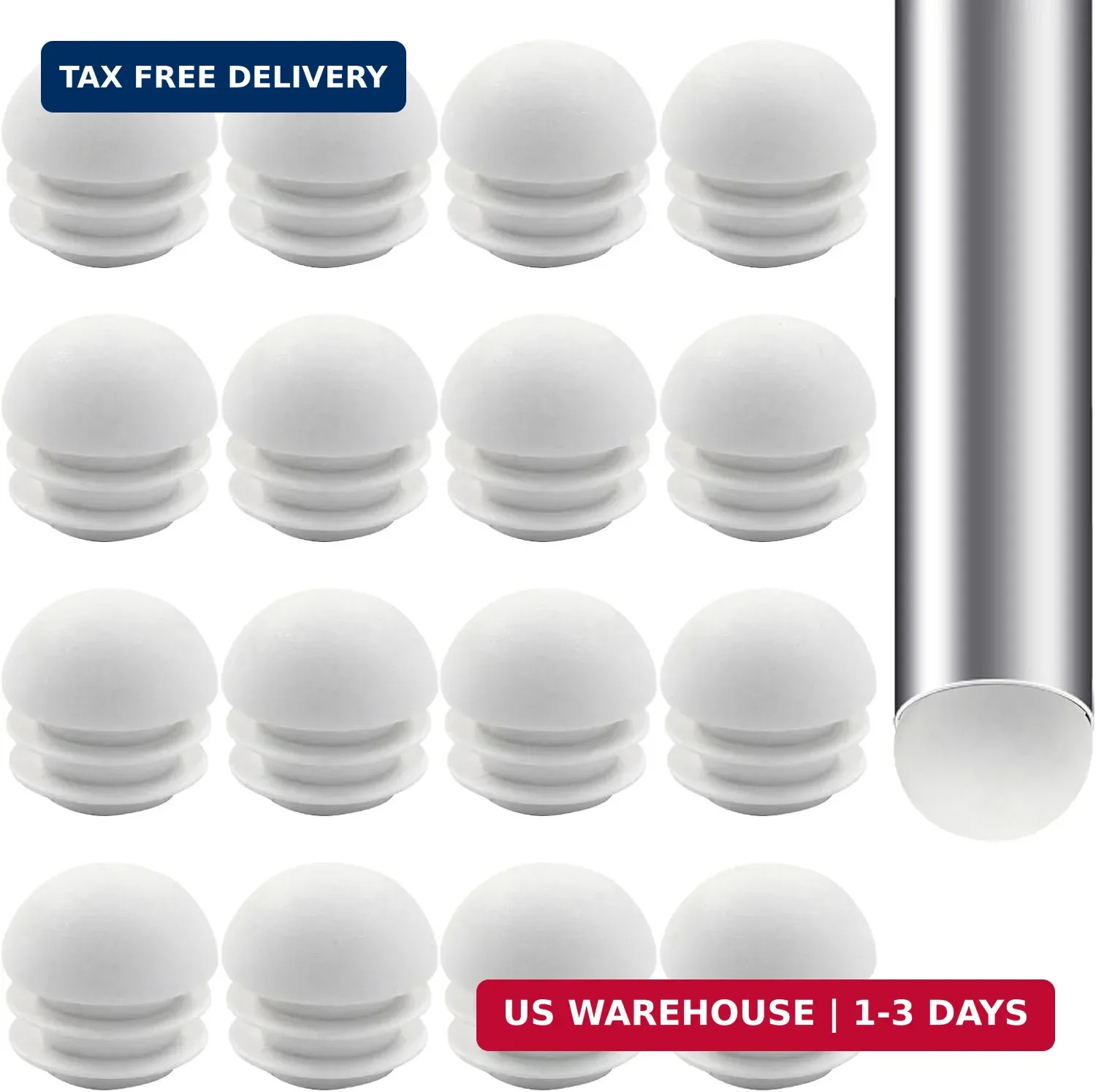 16PCS 7/8″ Round End Caps, 22mm Chair Leg Tube Insert, White | Plastic Chair Gli