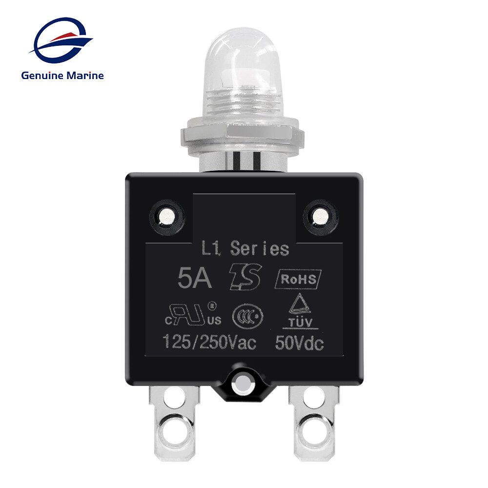 Thermal Circuit Breaker, 5-40 Amp Push Button Manual Reset 50V DC 125/250VAC