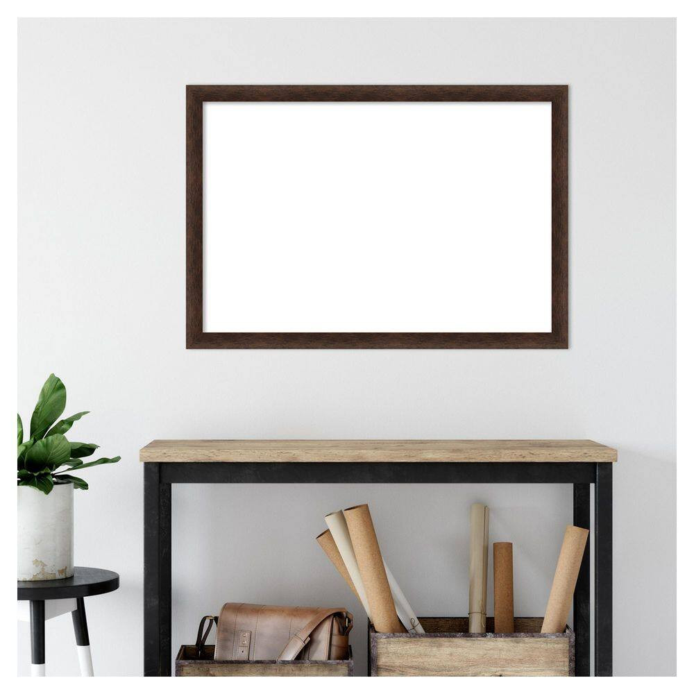 Warm Walnut Narrow 39 In. X 27 In. Wood Framed Dry Erase Magnetic Memo Board