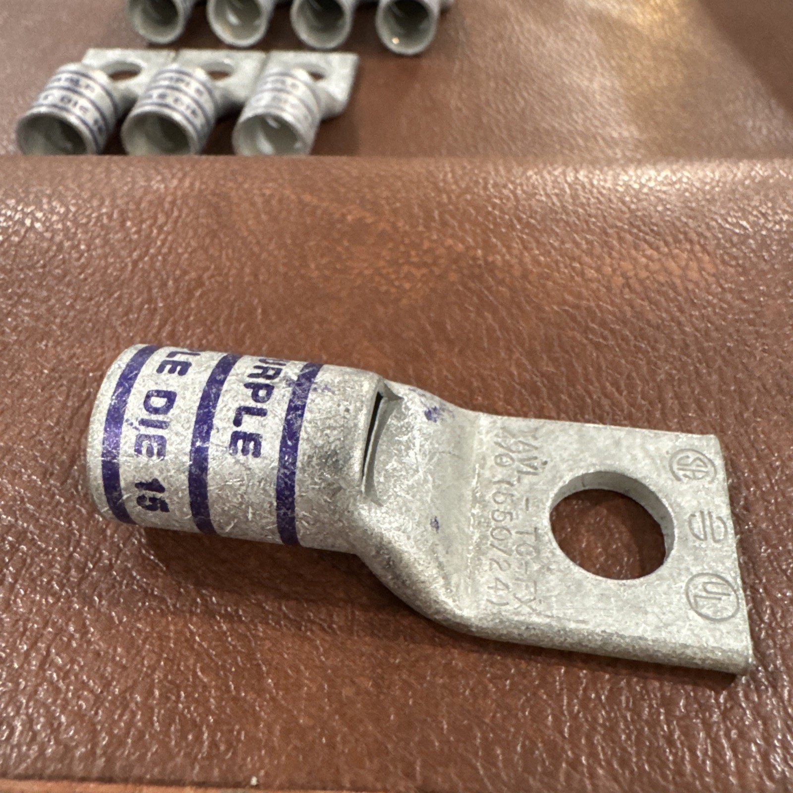 13 Burndy YAVL-TC-FX Purple DIE 15 Compression Lug 1/2 HOLE WITH INSP WINDOW/4/0