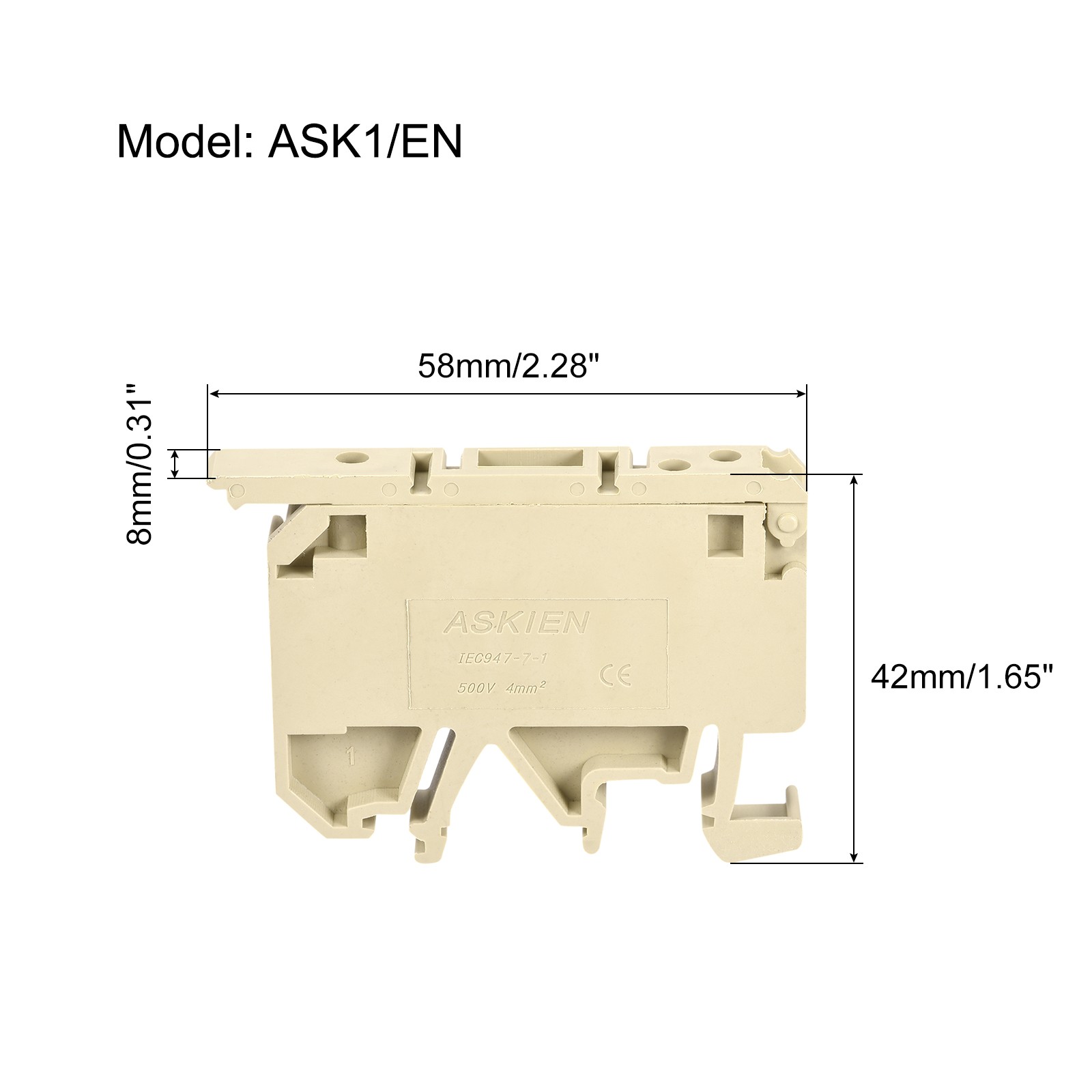 10Pcs DIN Rail Mount Fuse Holder Terminal Blocks Screw Type Yellow ASK1/EN