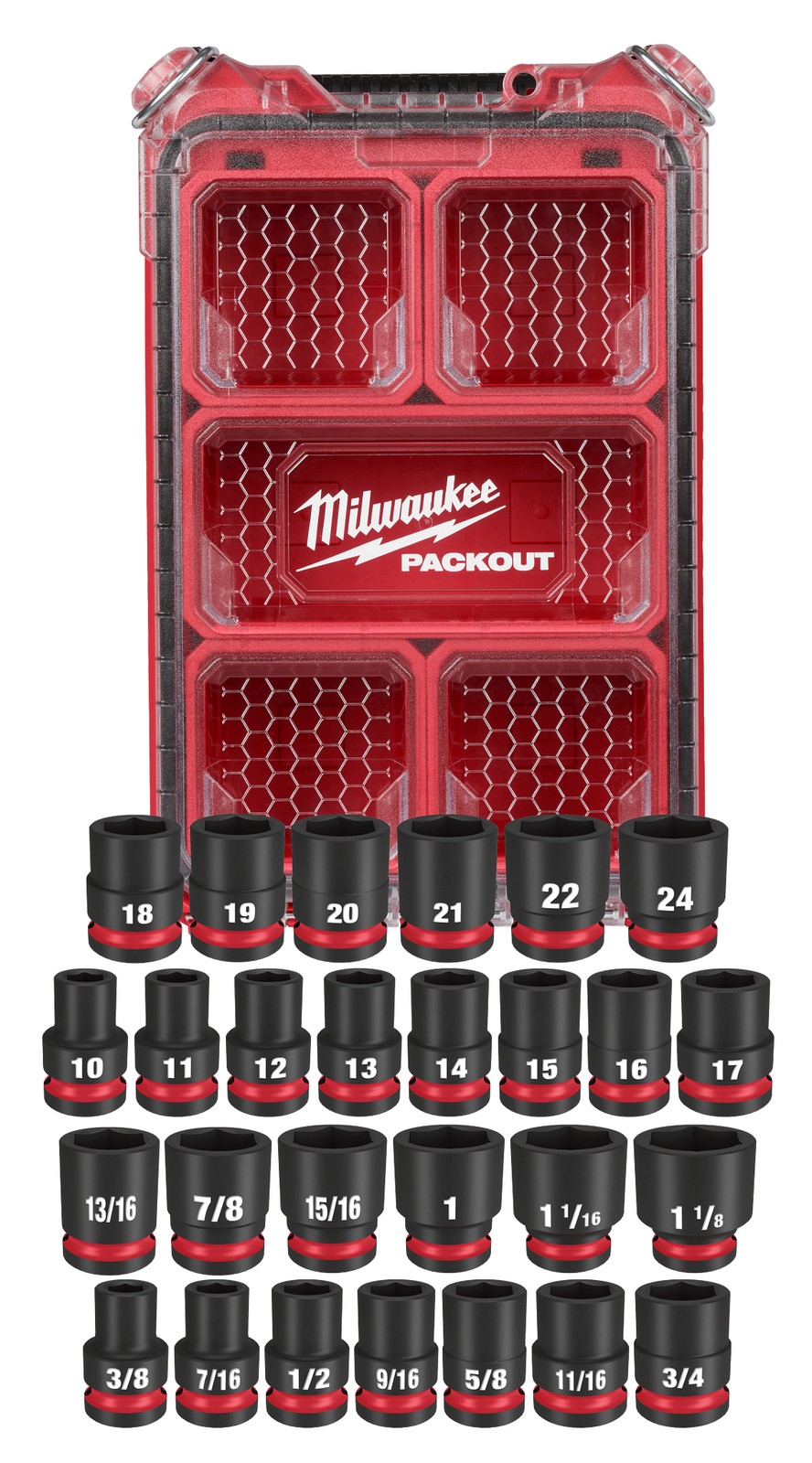 Milwaukee Tool 49-66-6804 27Pc SHOCKWAVE Impact Duty Socket 1/2” Drive mm & SAE