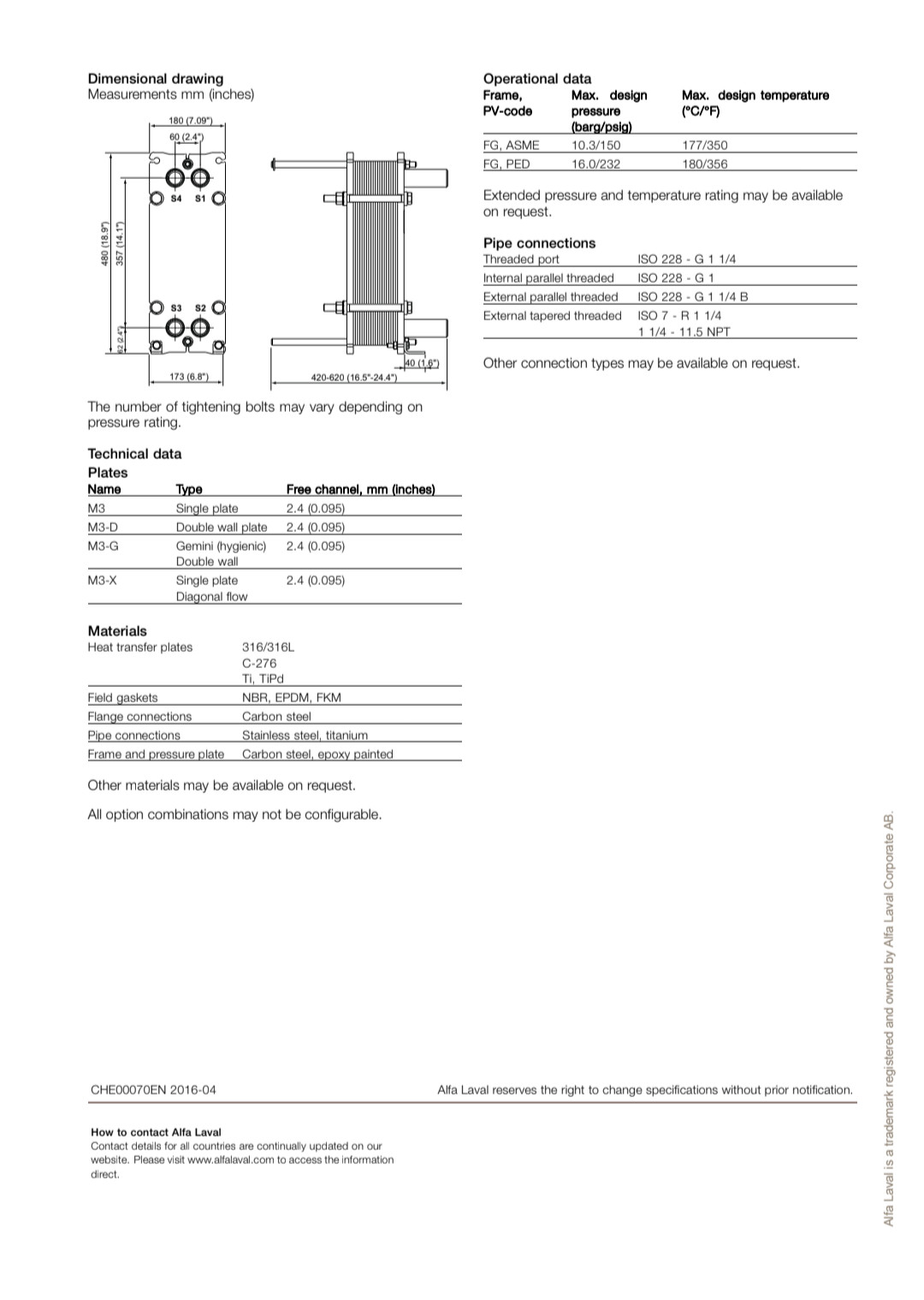 Alfa Laval M3-F3 Gasket Plated Heat Exchanger
