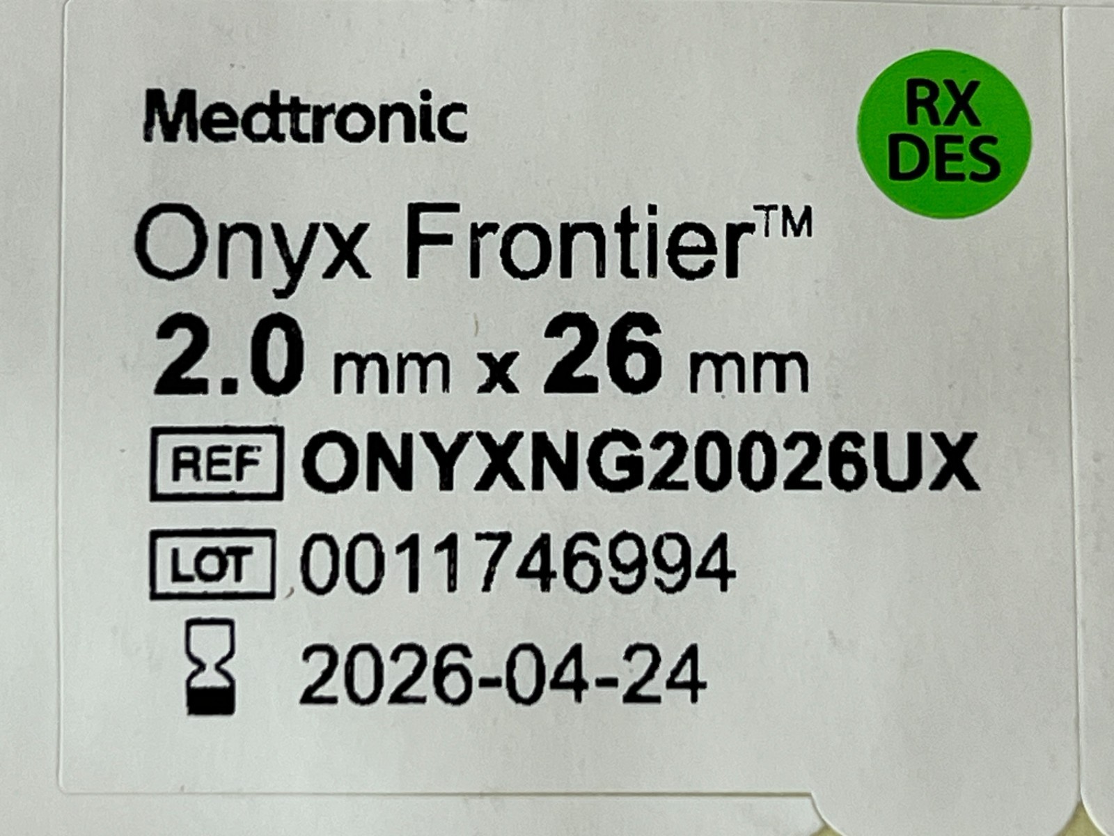Medtronic Onyx ONYXNG20026UX Exp.2026-04 (*Y5)