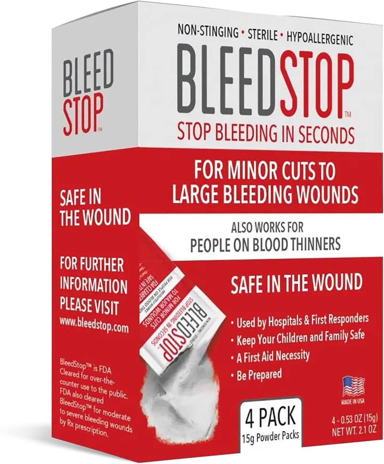 BleedStop™ First Aid Powder for Blood Clotting, Trauma Kit, Thinner…