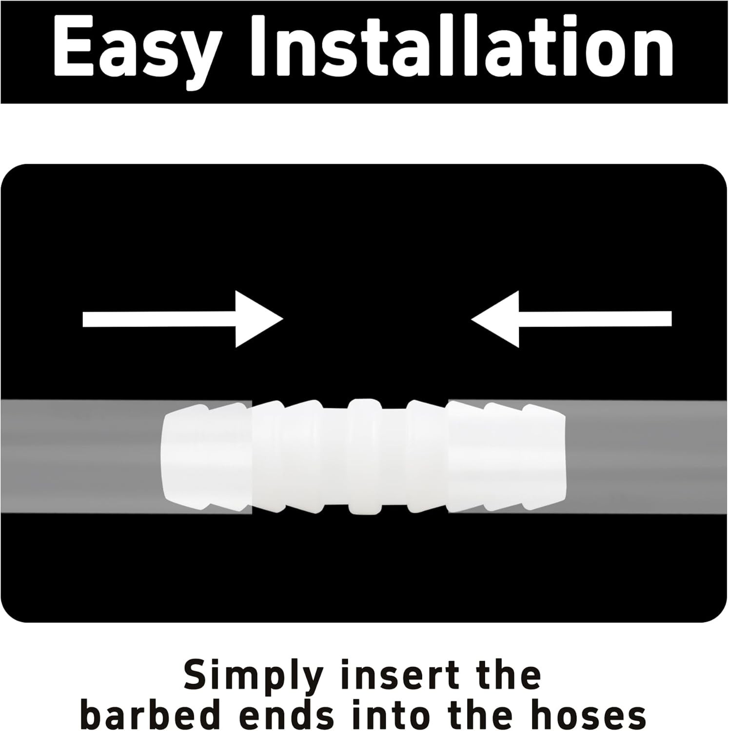 6Pcs 3/8″ x Plastic Hose Barb Fittings, Barbed Splicer 3/8 x 3/8, White