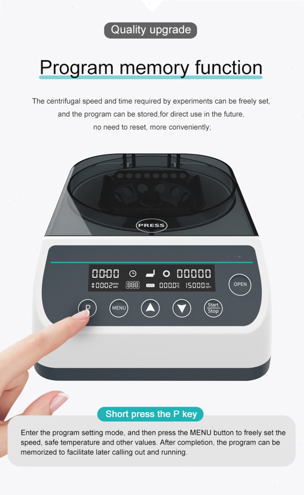 Lab PCR Micro Centrifuge Machine Digital High Speed Plasma Centrifuge 12000rpm