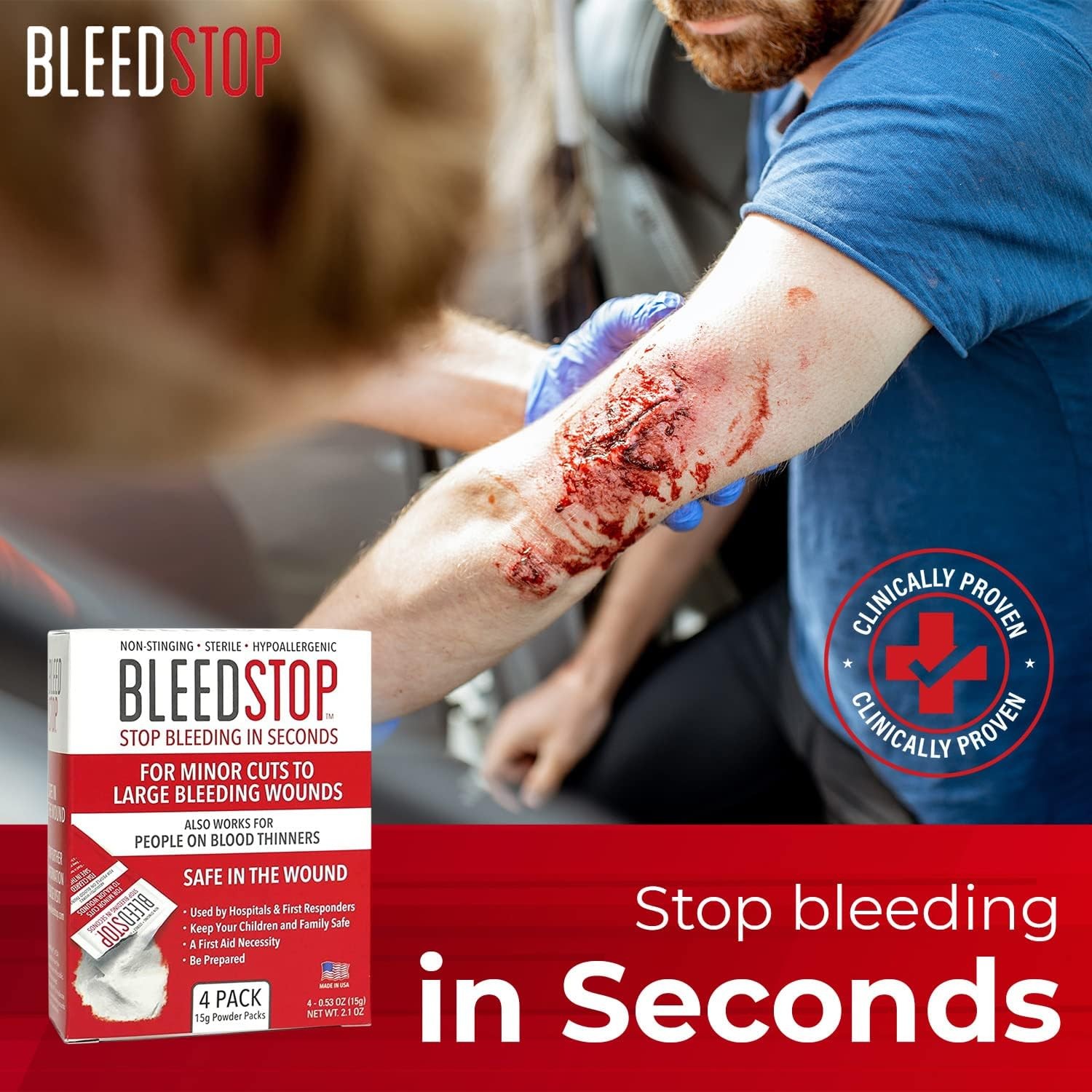 BleedStop™ First Aid Powder for Blood Clotting, Trauma Kit, Thinner…