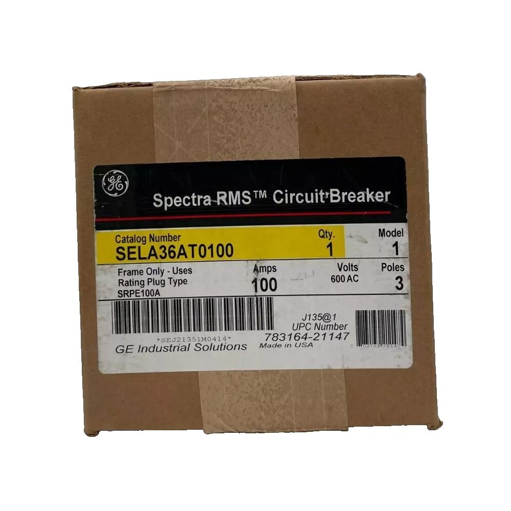 NIB – GE – SELA36AT0100 – Molded Case Circuit Breaker – 100A, 3-Phases, 600V