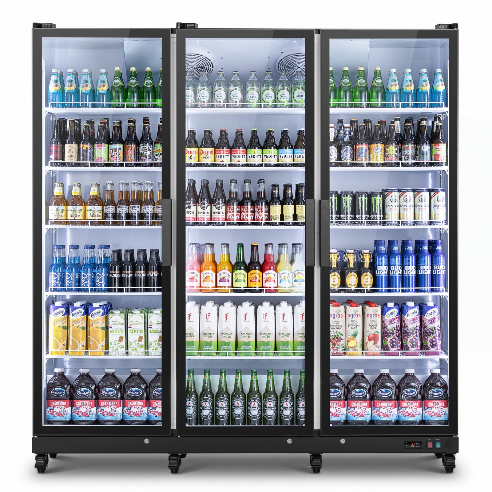 Yeego Commercial Merchandiser Refrigerator 58 Cu.ft Beverage Cooler 3 Glass Door