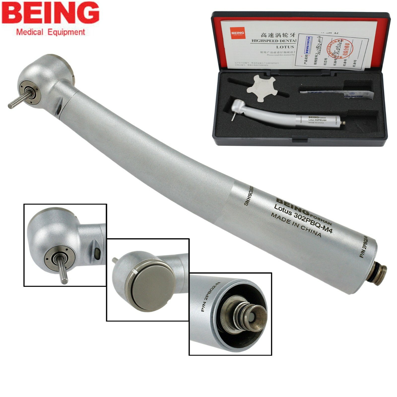 BEING Dental Fiber Optic LED Handpiece NSK Phatelus Machlite Coupling 6 Holes