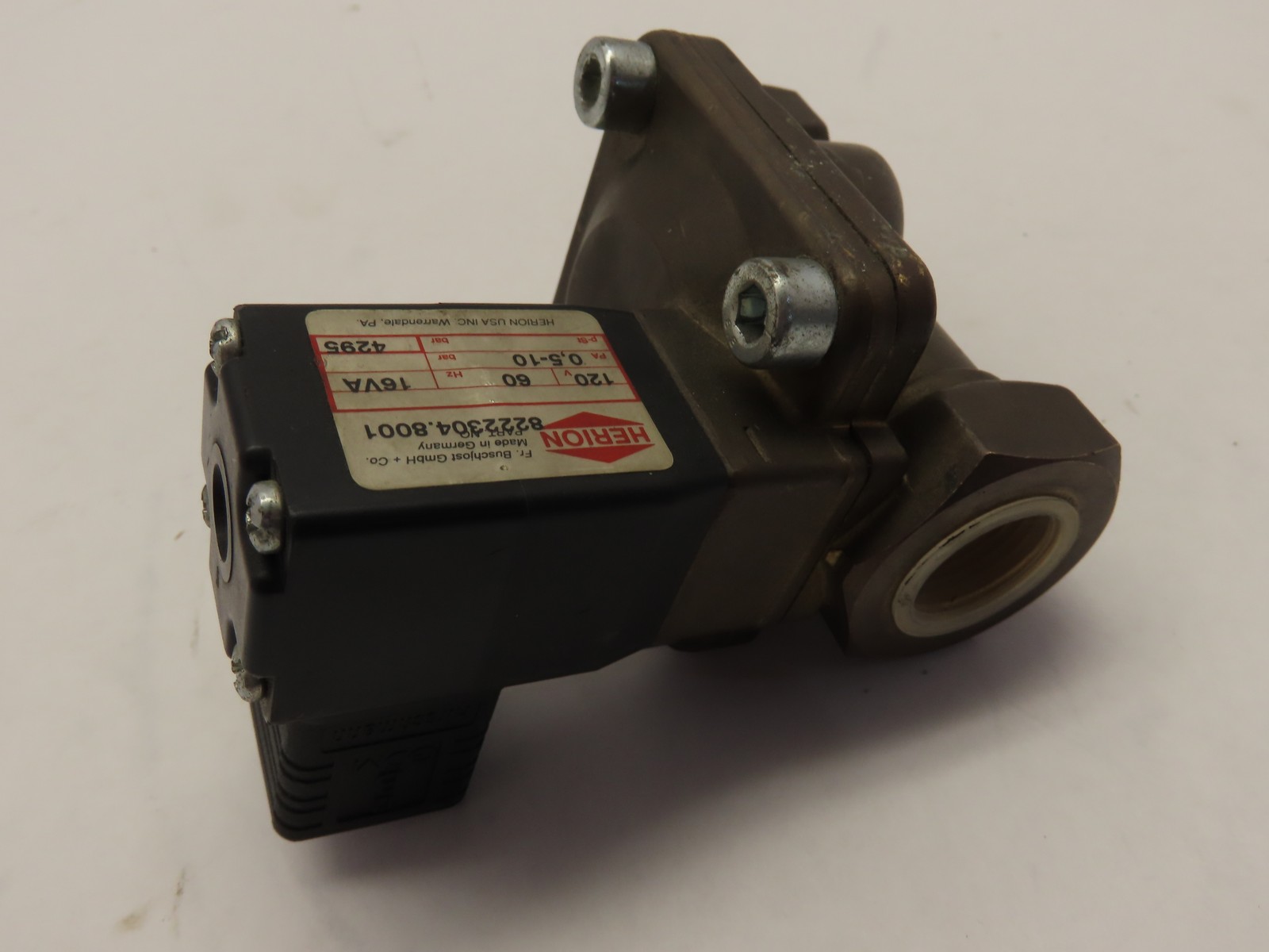 Herion Directional Pneumatic NC Solenoid Valve 120V Coil 3/4″ NPT inlet/outlet