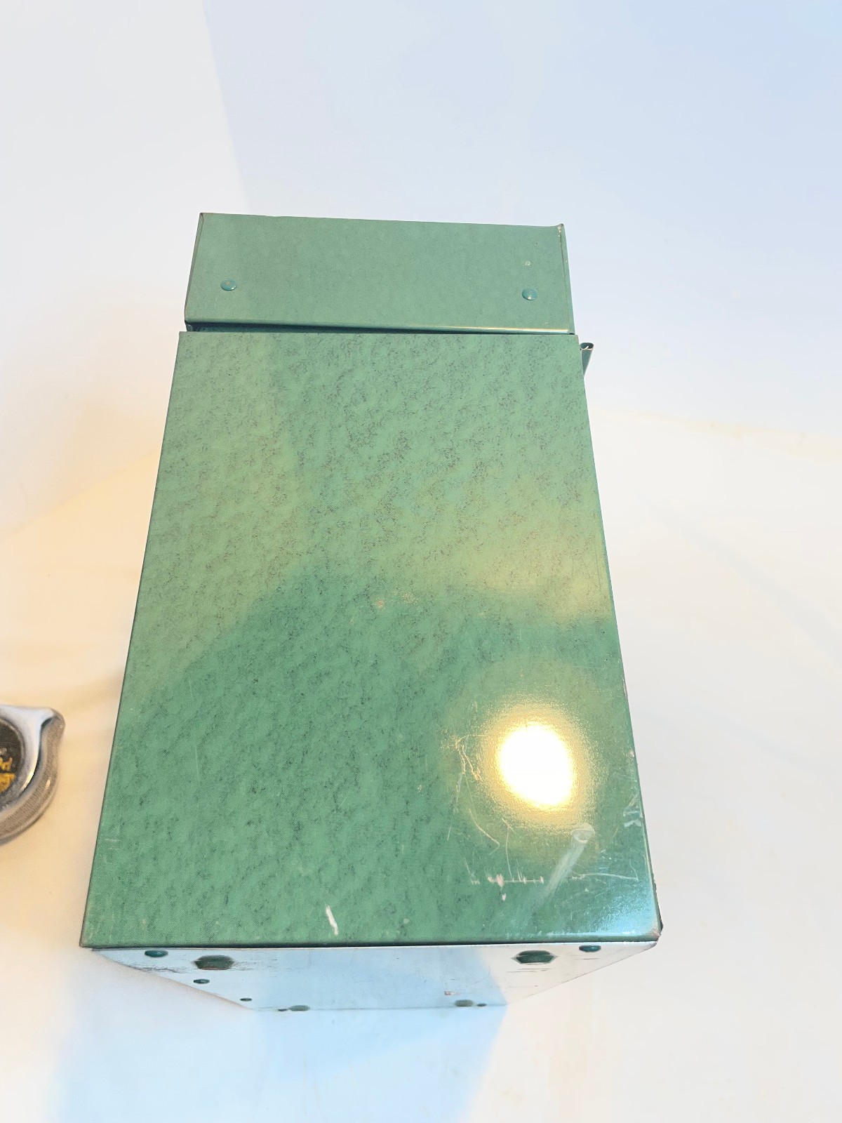 Vintage File A Way Personal Metal Storage Case Box Green No Key
