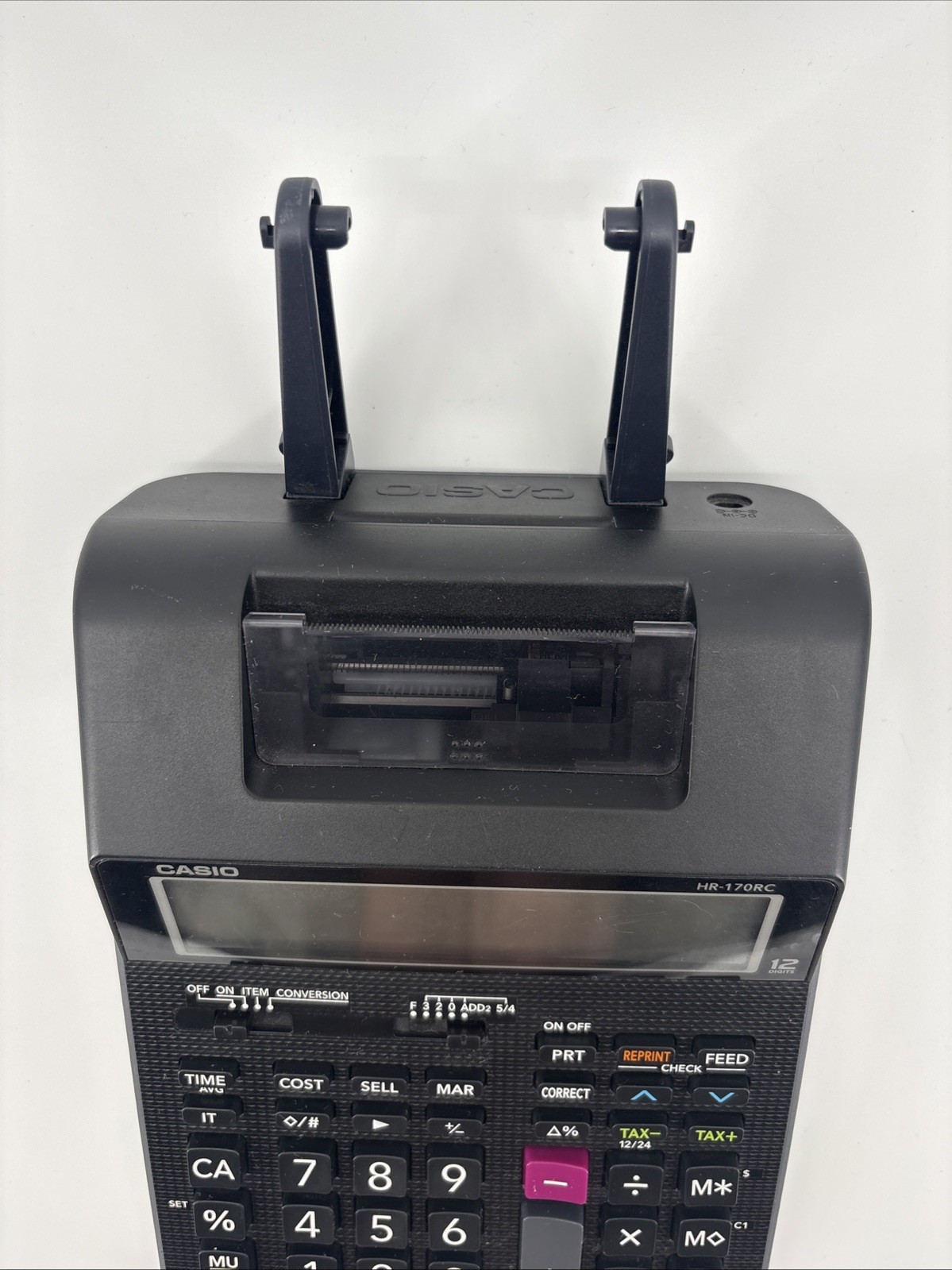 Black Casio HR-170RC Calculator Desktop Printing Adding Machine Battery Operated