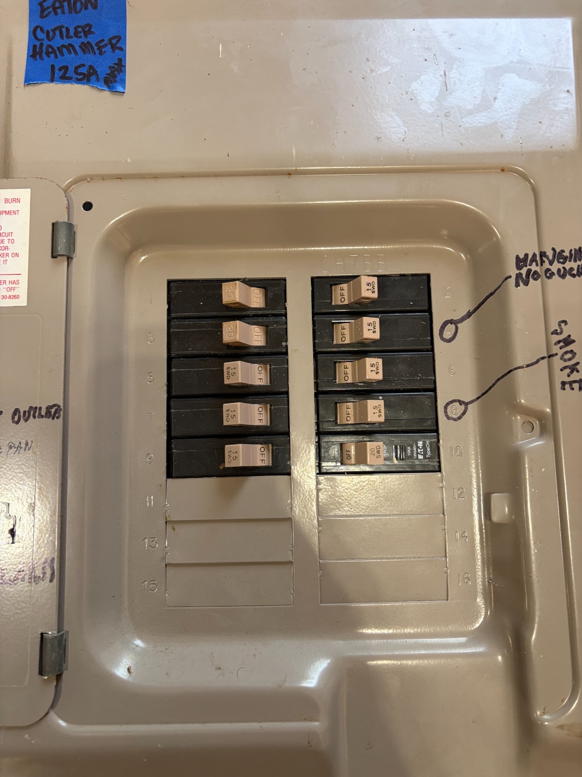 Eaton Cutler Hammer 125 Amp Indoor Main Breaker Panel Box w/ Breakers as seen
