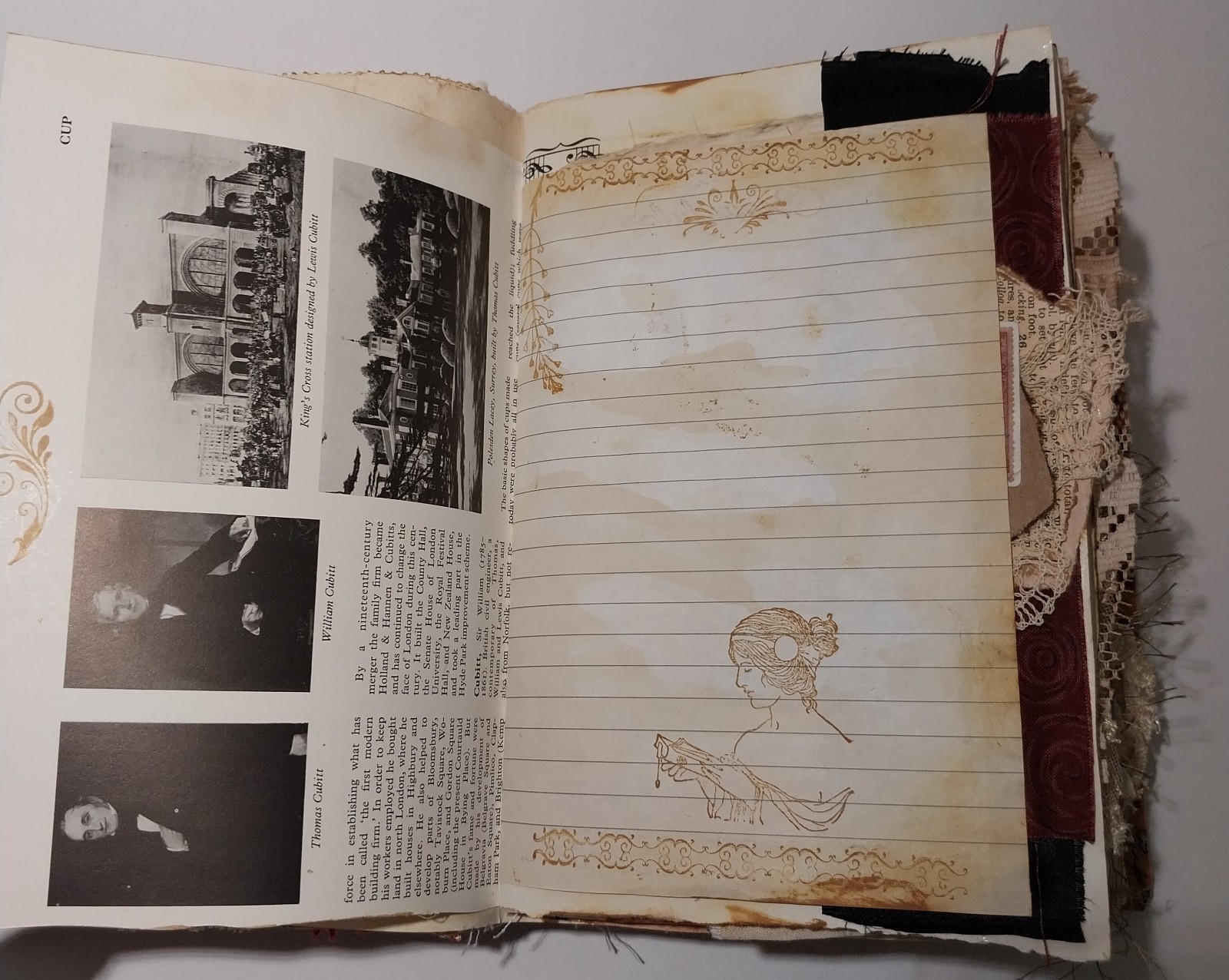 Junk Journal Boho Style Antique Vtg. Ephemera Handmade Book Lg. 9″x6.5″ 116 Pg.
