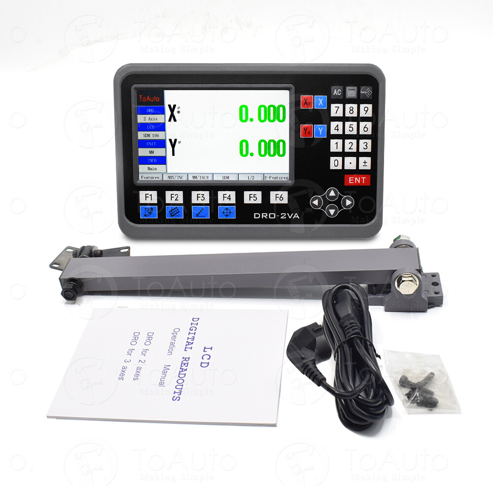 TOAUTO LCD Digital Readout 2Axis DRO Display+5um 2PC Linear Glass Scale Full Kit