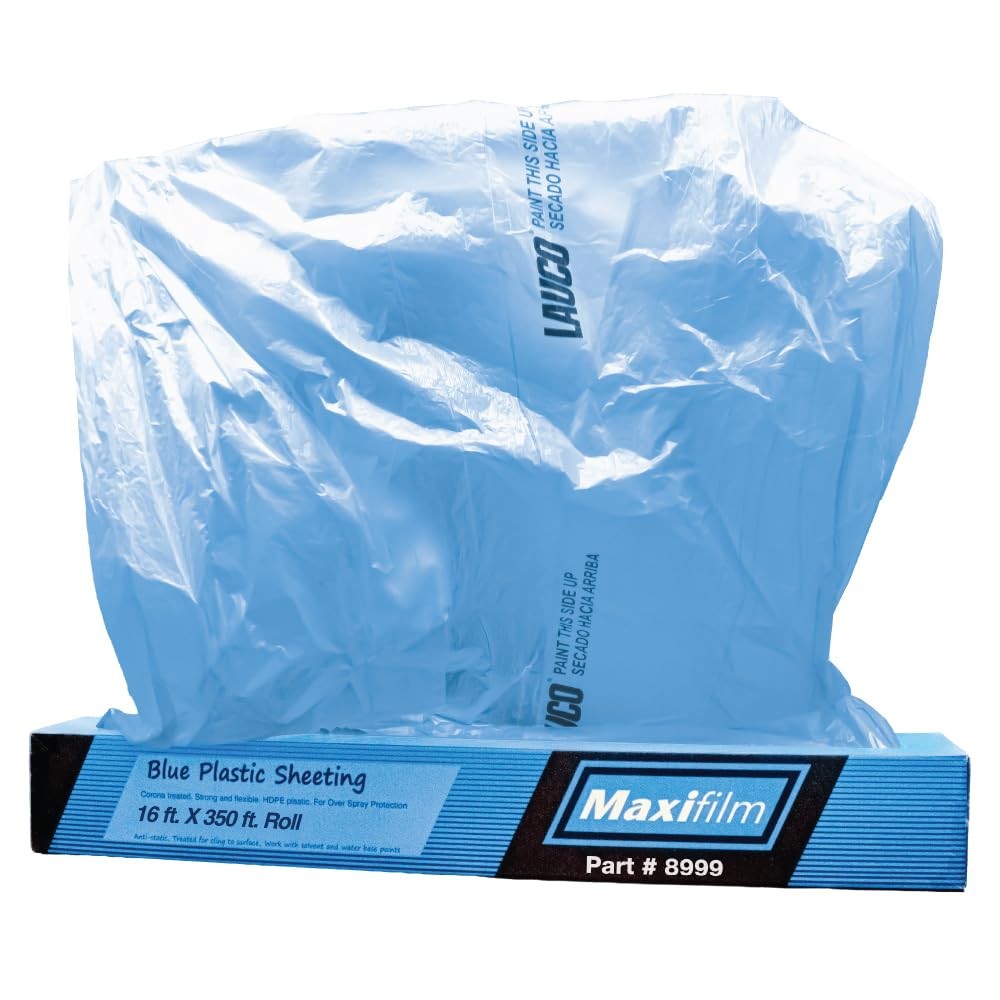 MAXIFILM 16ft x 350ft Roll of Blue Overspray Paintable Masking Plastic Sheeting