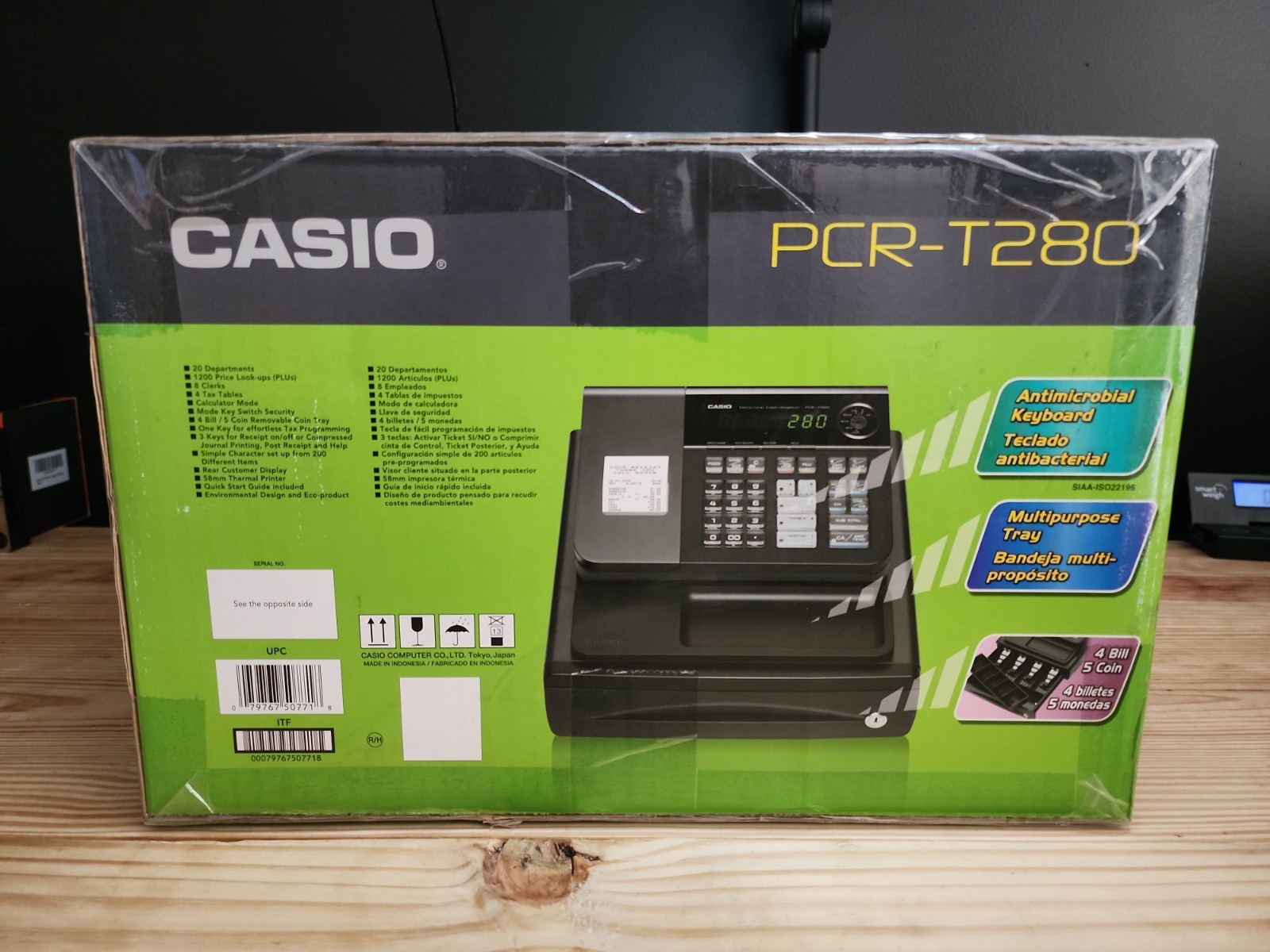 Casio PCR-T280 Electronic Cash Register Antimicrobial Keyboard Black New in Box