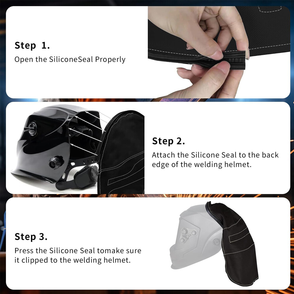 Welding Helmet Cover,Helmet Extended Cover with Press Fit Seal,Compatible,Black
